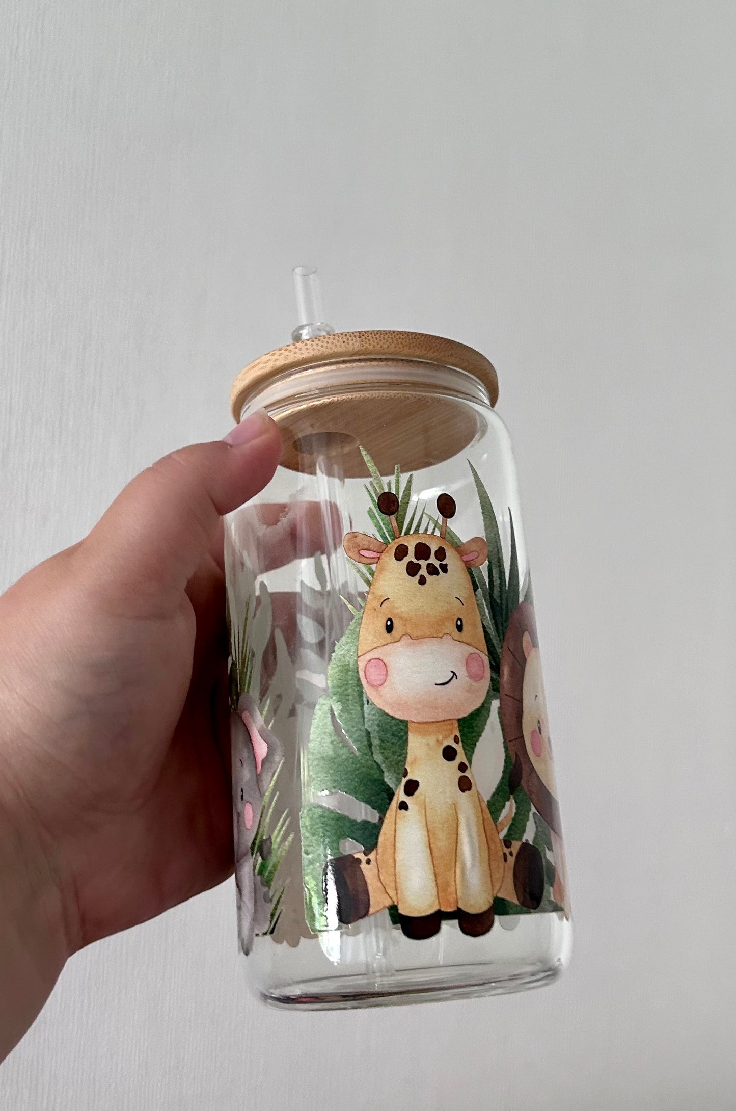 Cute Animal 16oz Glass Can