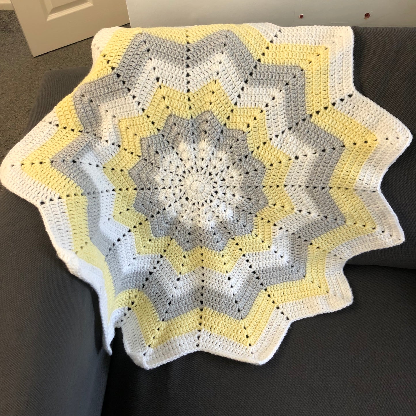 Yellow, grey and White Gender Neutral Baby Blanket
