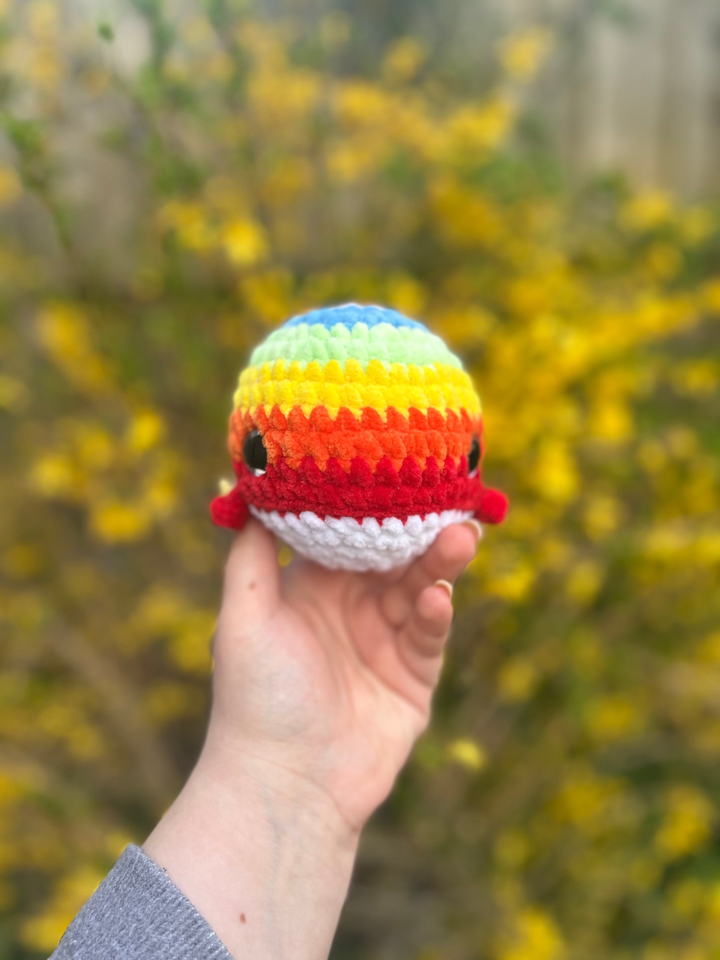 Crochet Rainbow Whale Toy