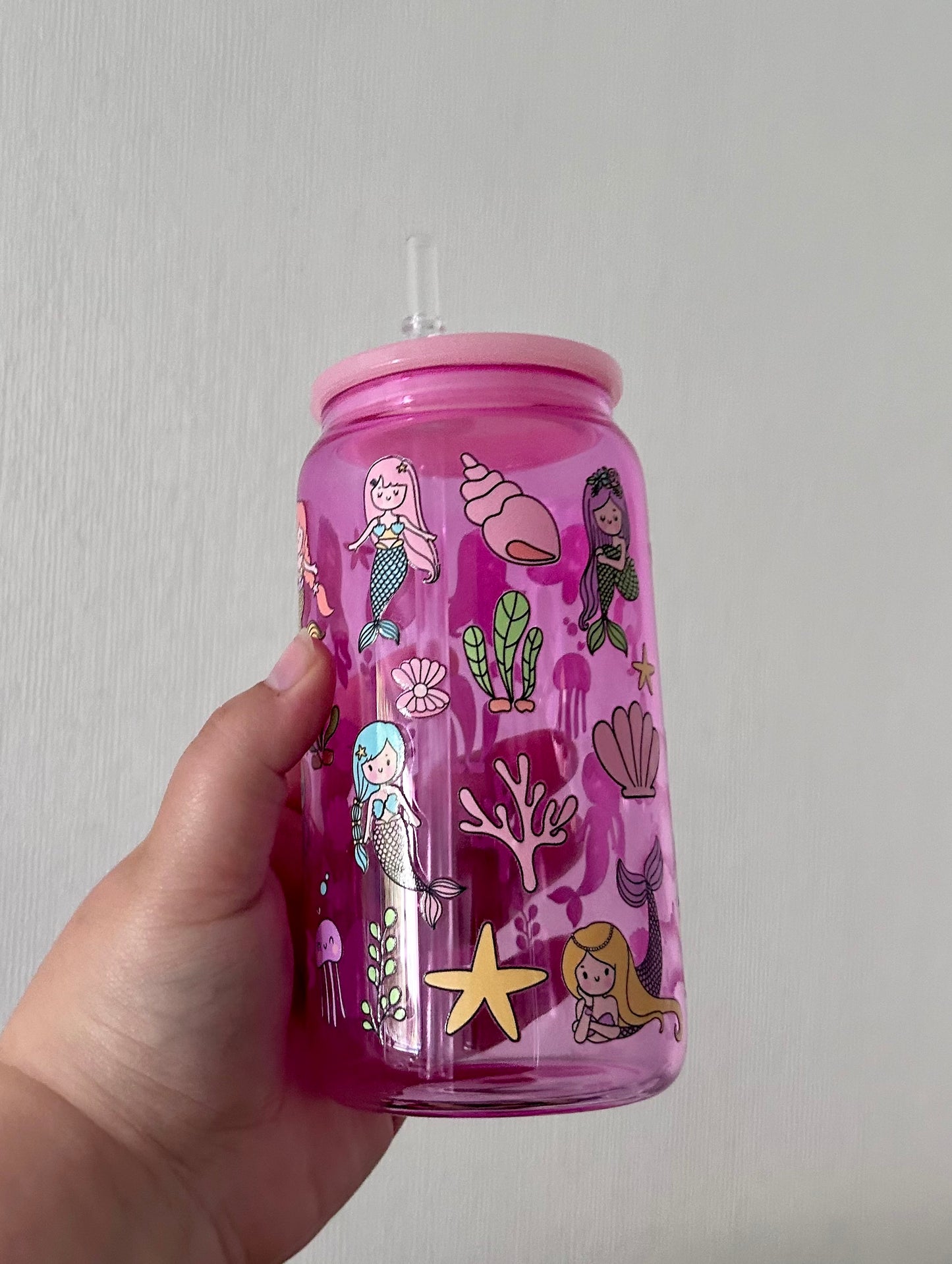 Mermaid Pink 16oz Glass Can