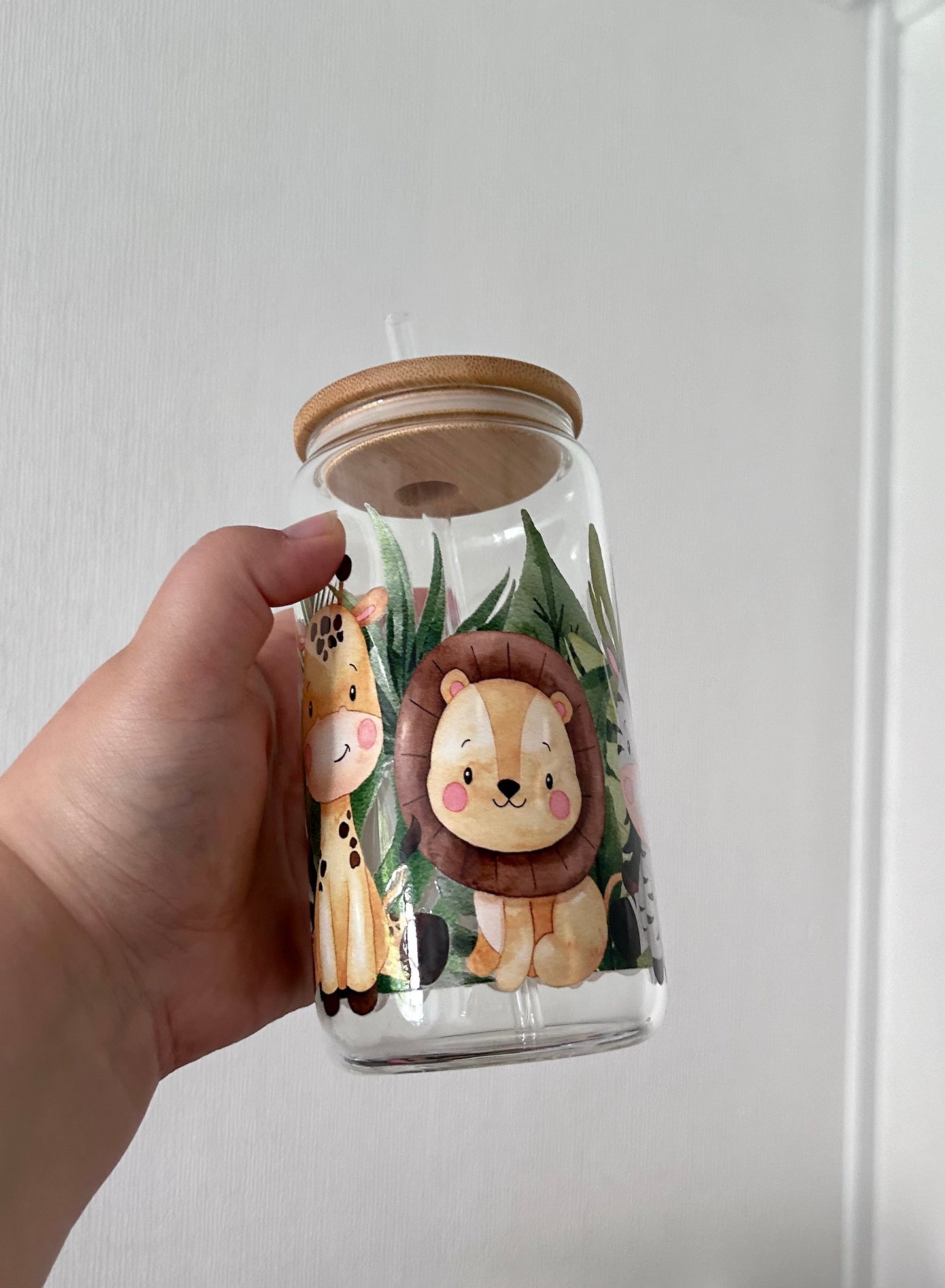 Cute Animal 16oz Glass Can