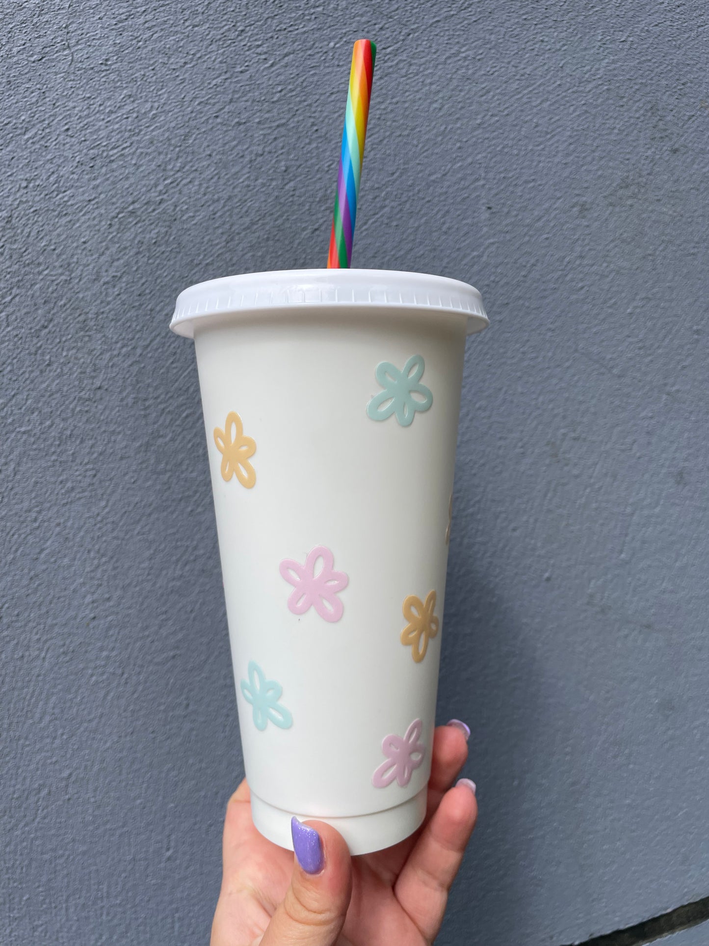 Rainbow Hearts 24oz Cold Cup