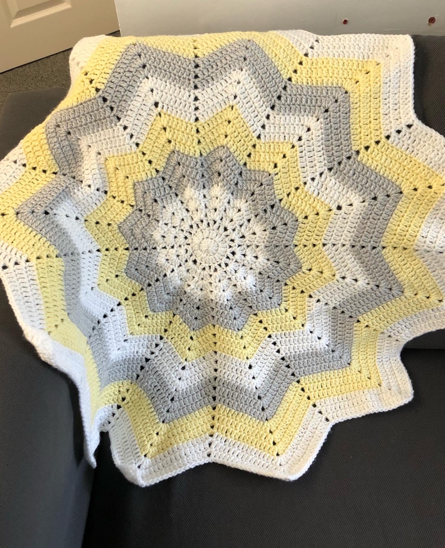 Yellow, grey and White Gender Neutral Baby Blanket