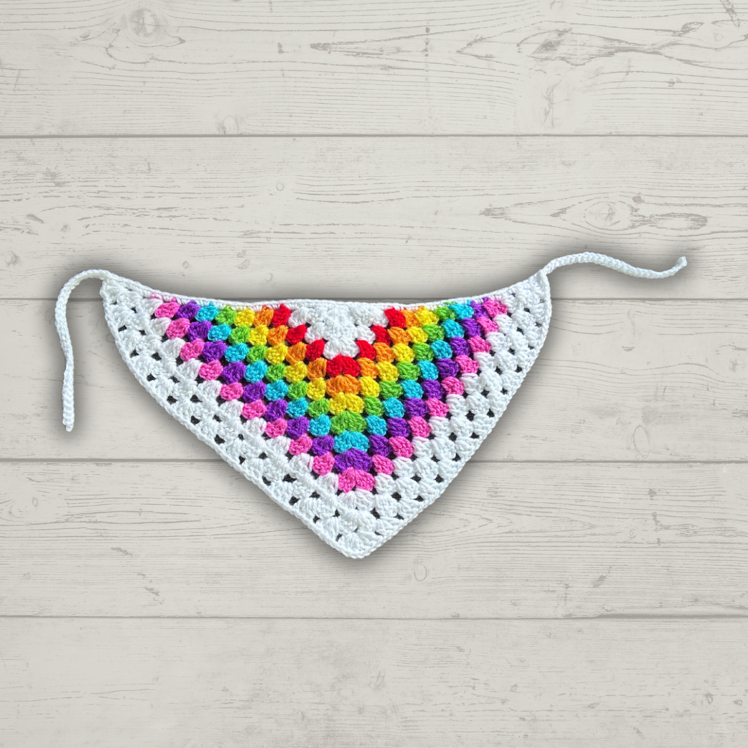 White Rainbow Crochet Bandana