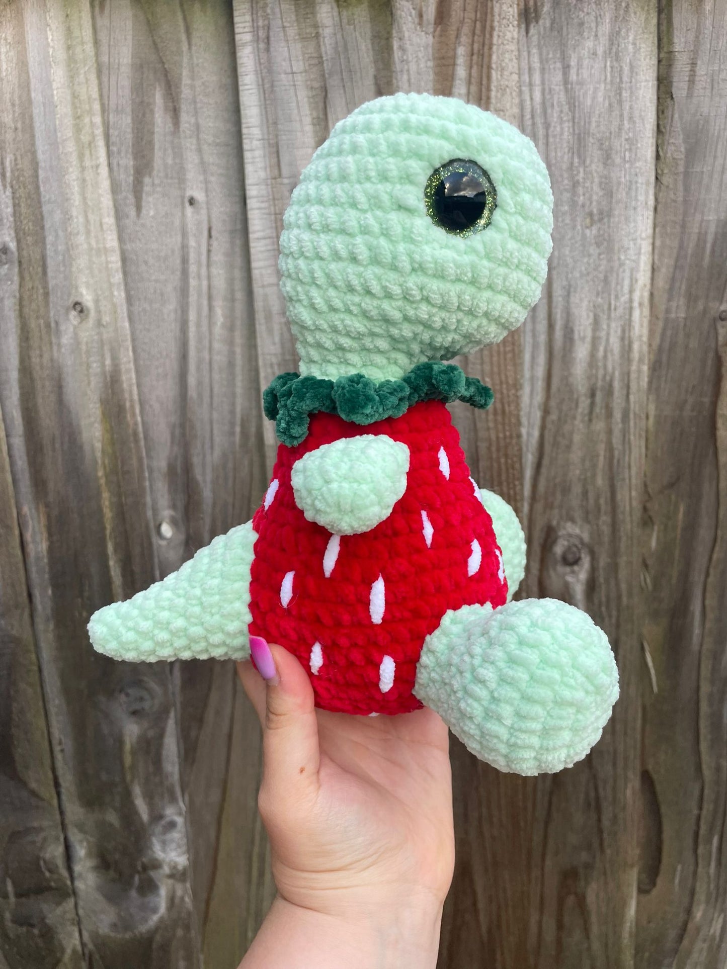 Strawberry Dinosaur Crochet Toy