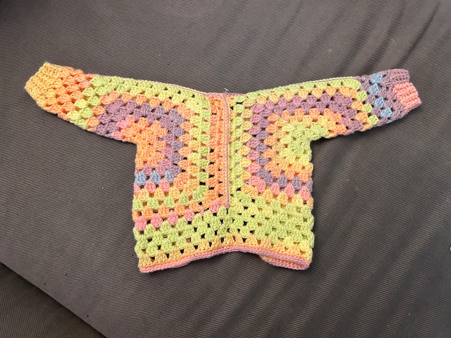 Peach and Purple Crochet Children’s Cardigan Custom Size