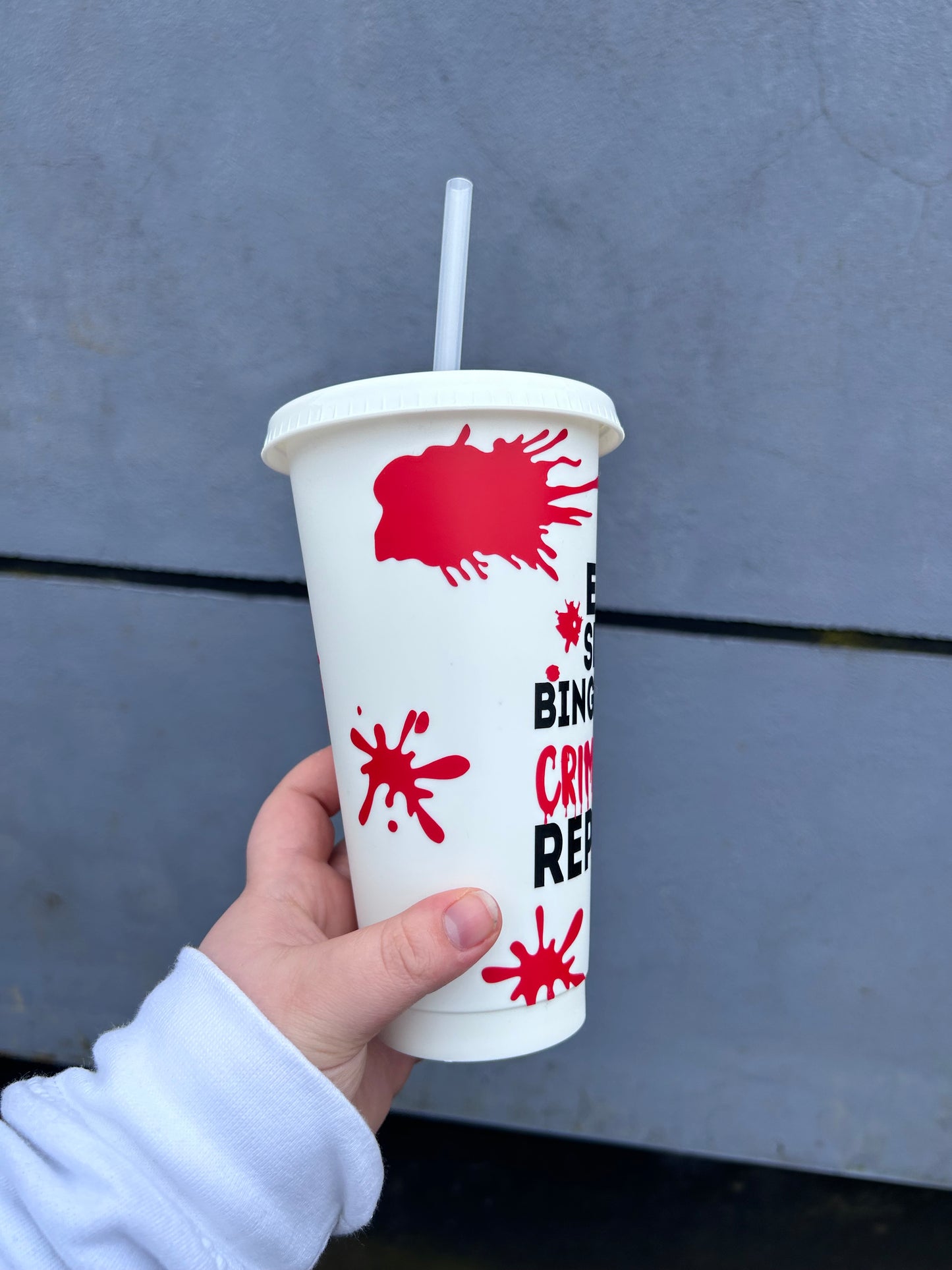 Eat Sleep Binge Crime Shows 24oz Cold Cup