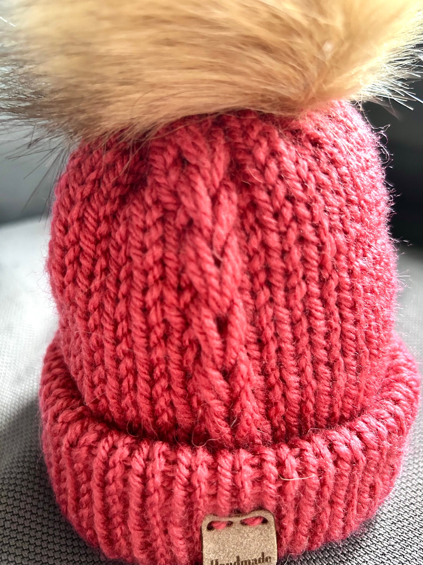 Pink Baby Hat with Plait down the side