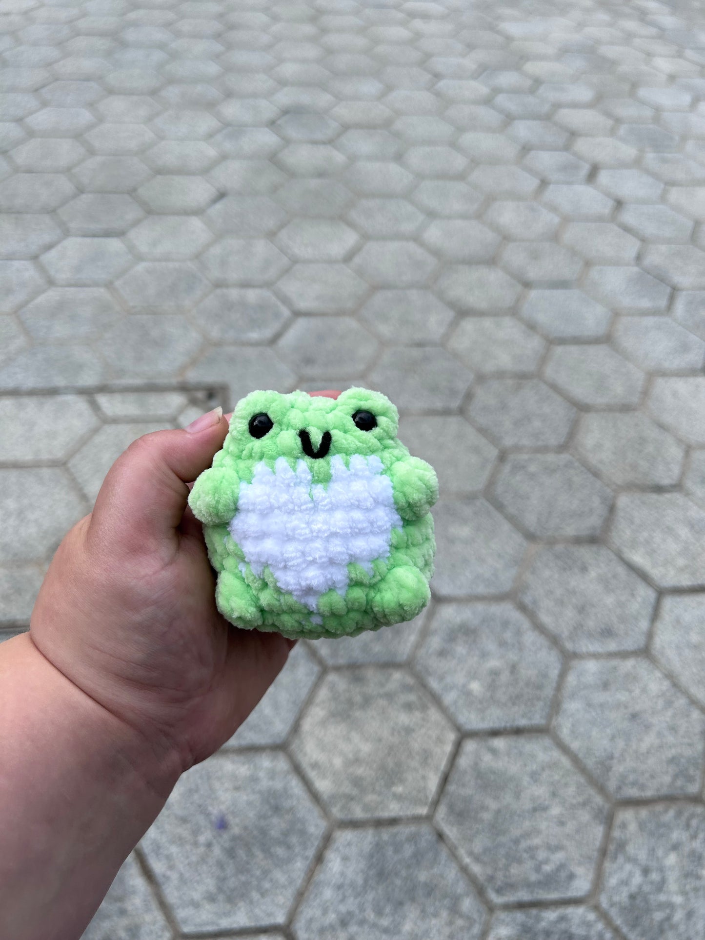 Frog with heart Belly Crochet Toy