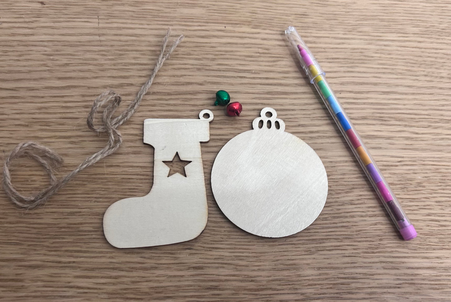 Colour Yourself Wooden Christmas Baubles