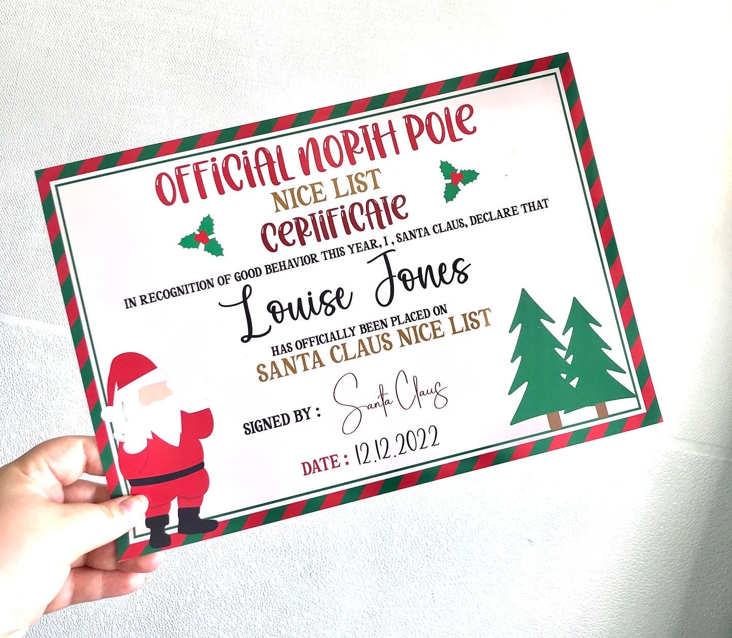 Official Nice list Certificate Christmas Stocking filler
