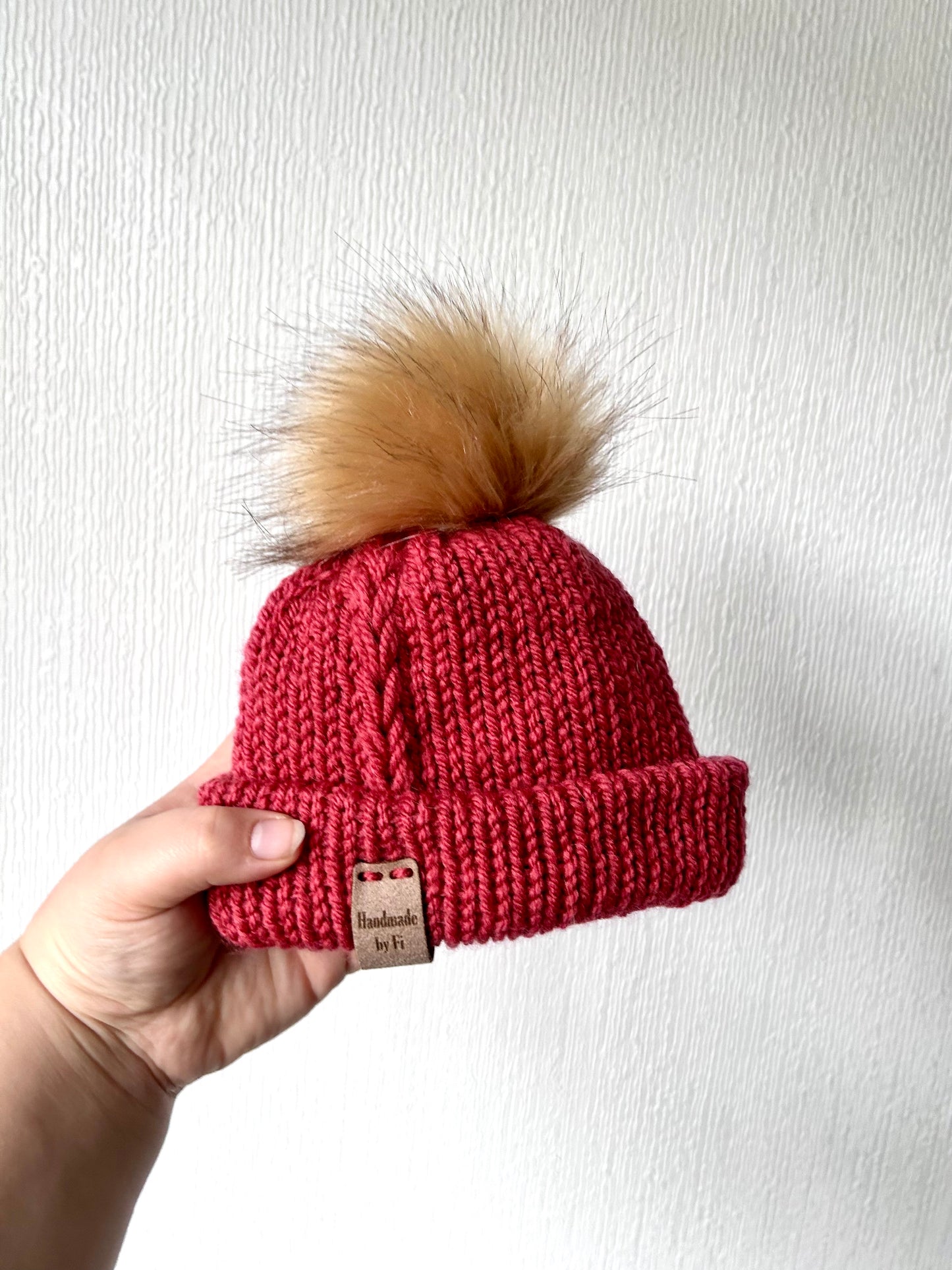 Pink Baby Hat with Plait down the side