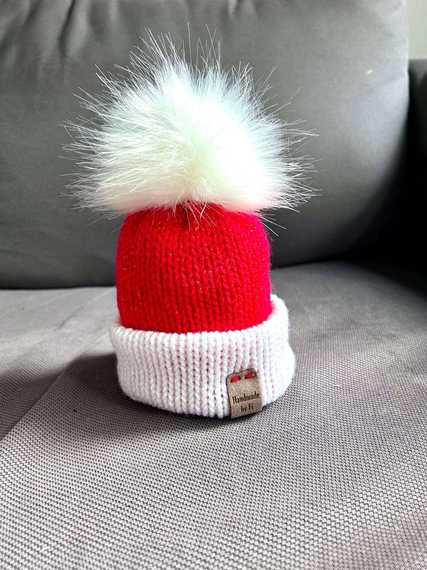 Sparkly Red and White Christmas Baby Hat