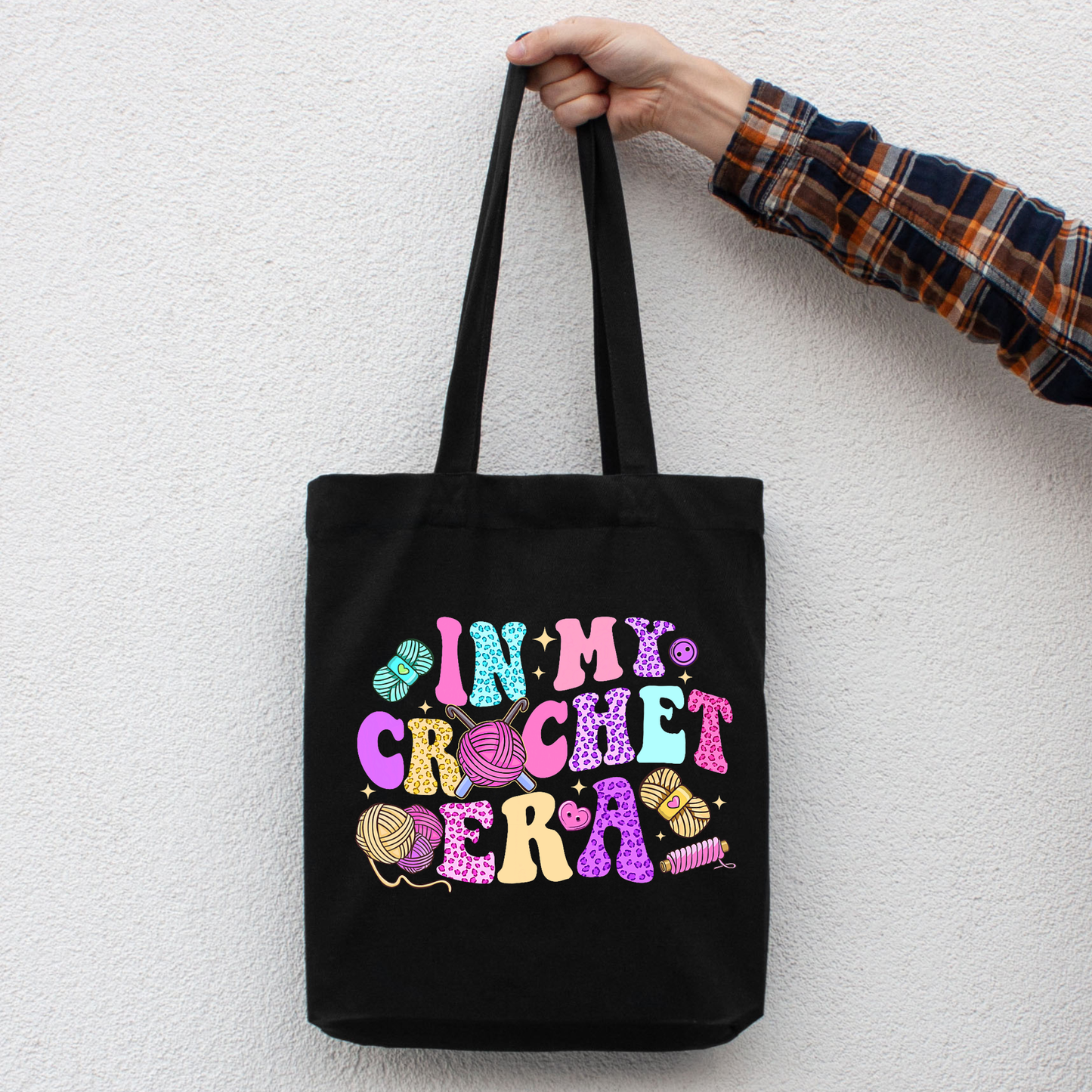 In my crochet Era Crochet themed Tote Bag