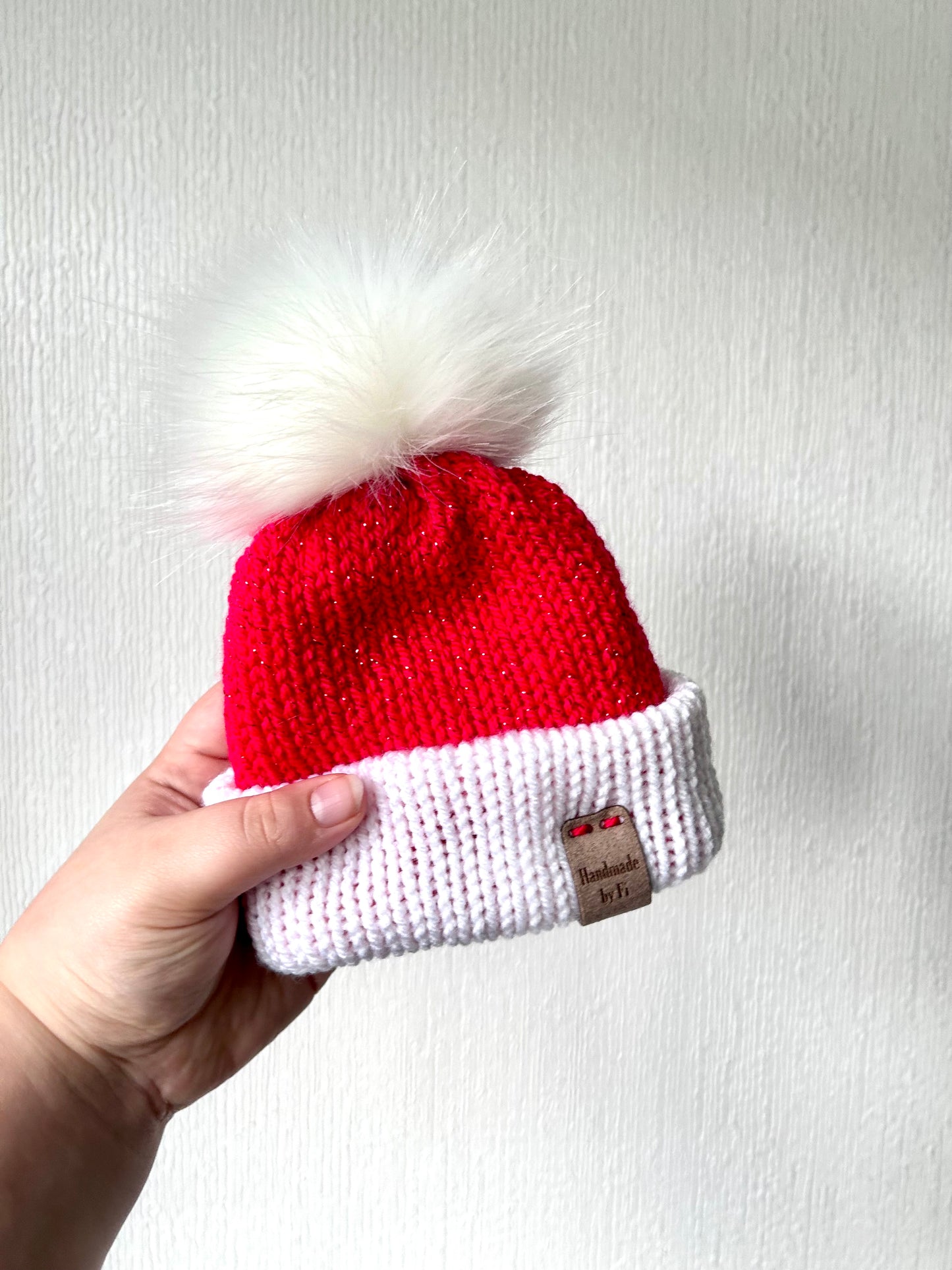 Sparkly Red and White Christmas Baby Hat