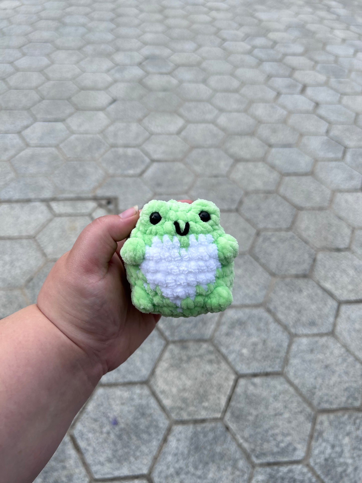 Frog with heart Belly Crochet Toy