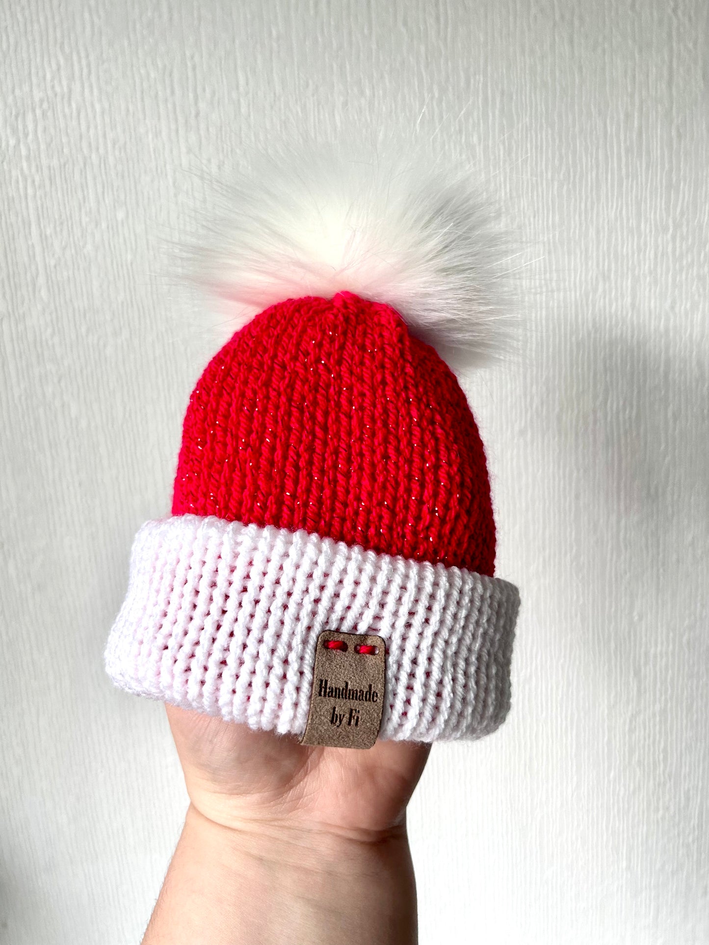 Sparkly Red and White Christmas Baby Hat