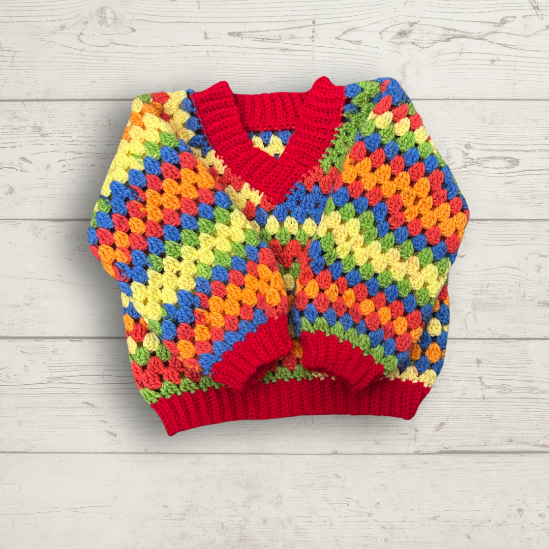 Crochet Jumper Rainbow 1-2 Years