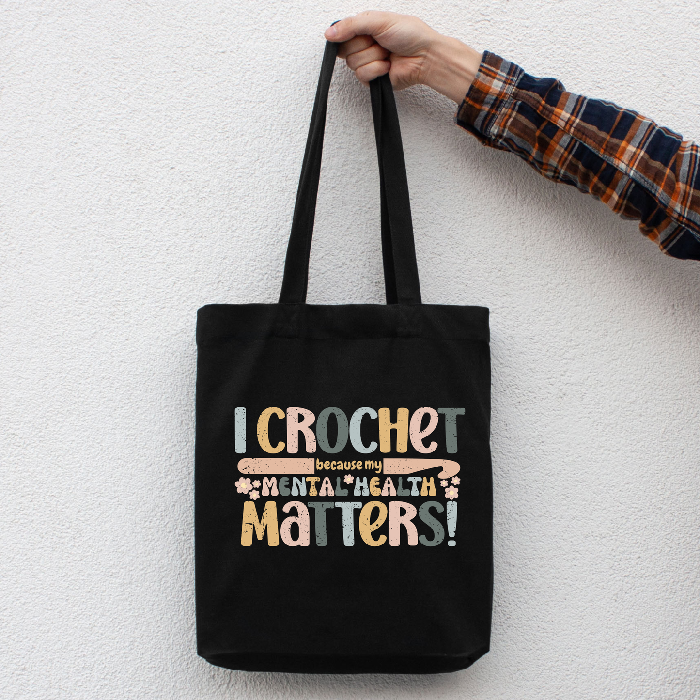 Mental Health Crochet themed Tote Bag