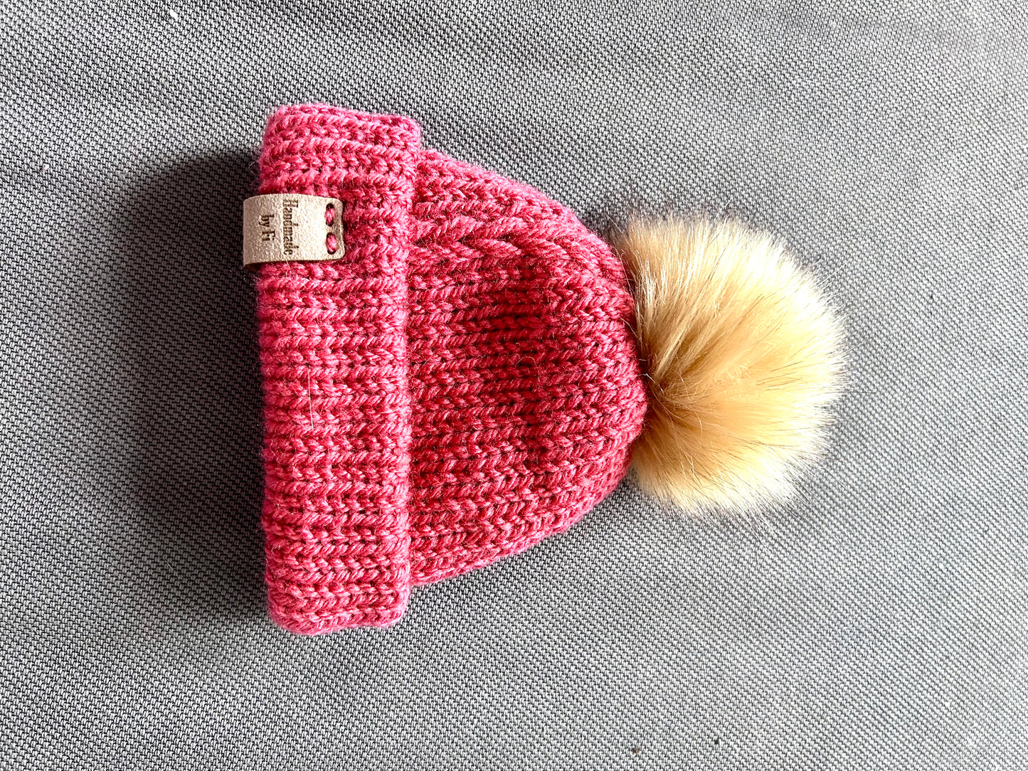 Pink Baby Hat with Plait down the side