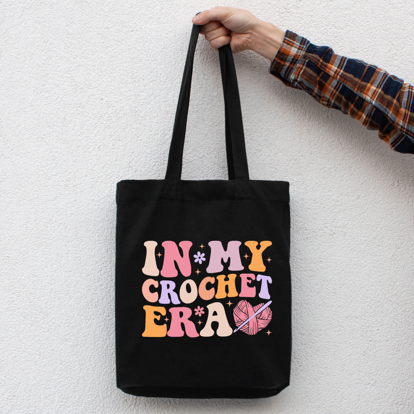 In my crochet Era Crochet themed Tote Bag