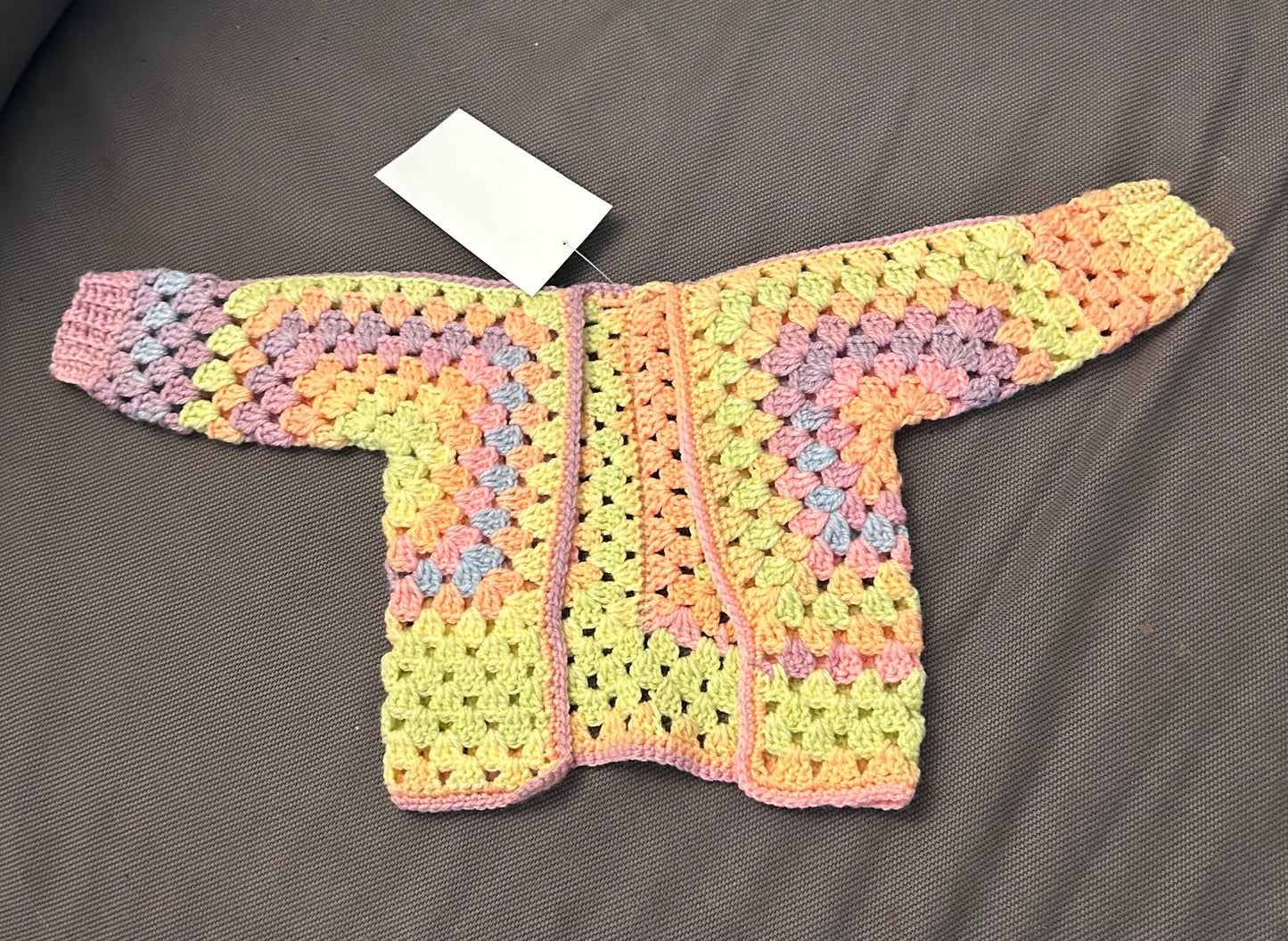 Peach and Purple Crochet Children’s Cardigan Custom Size