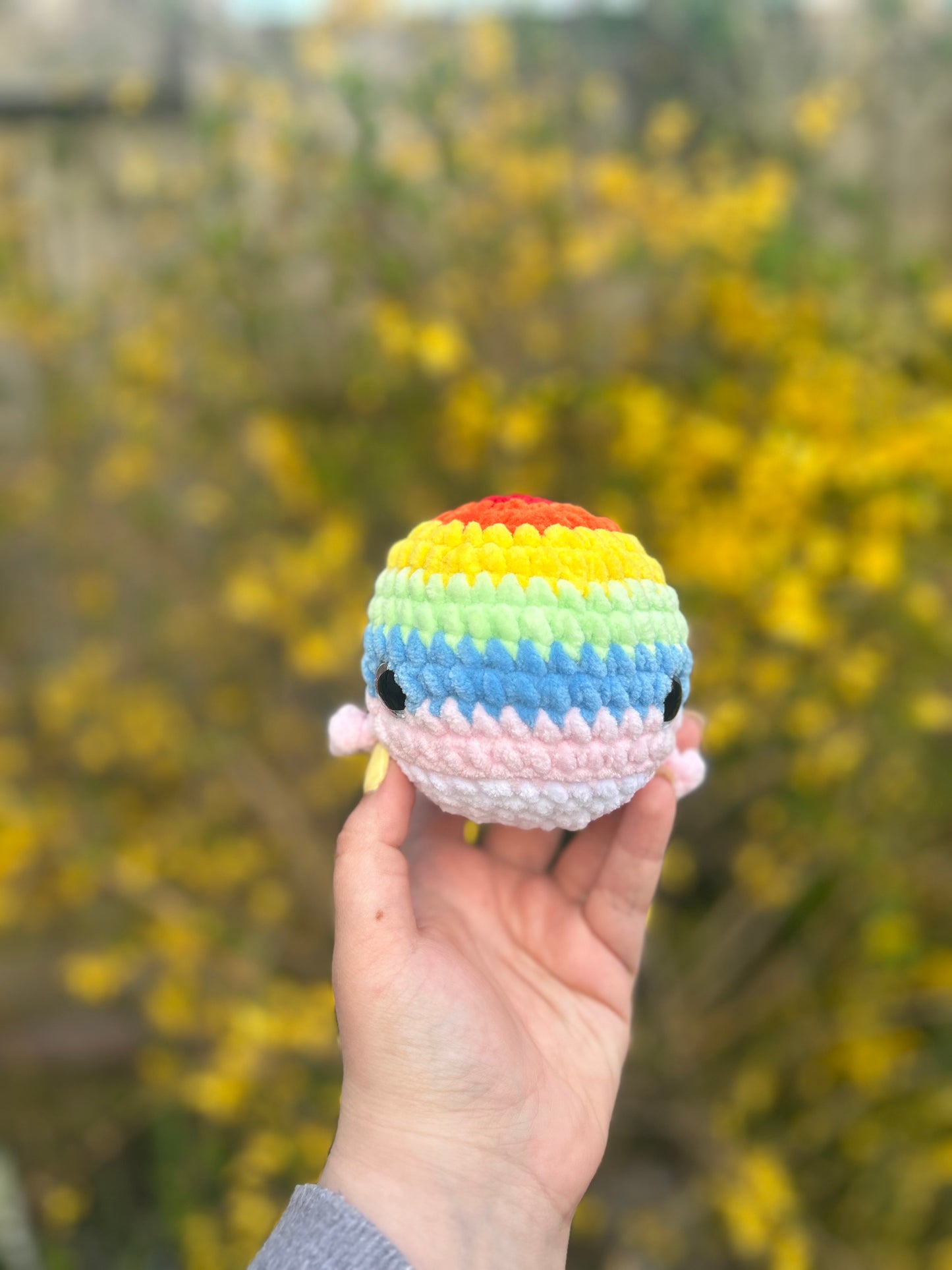 Crochet Rainbow Whale Toy