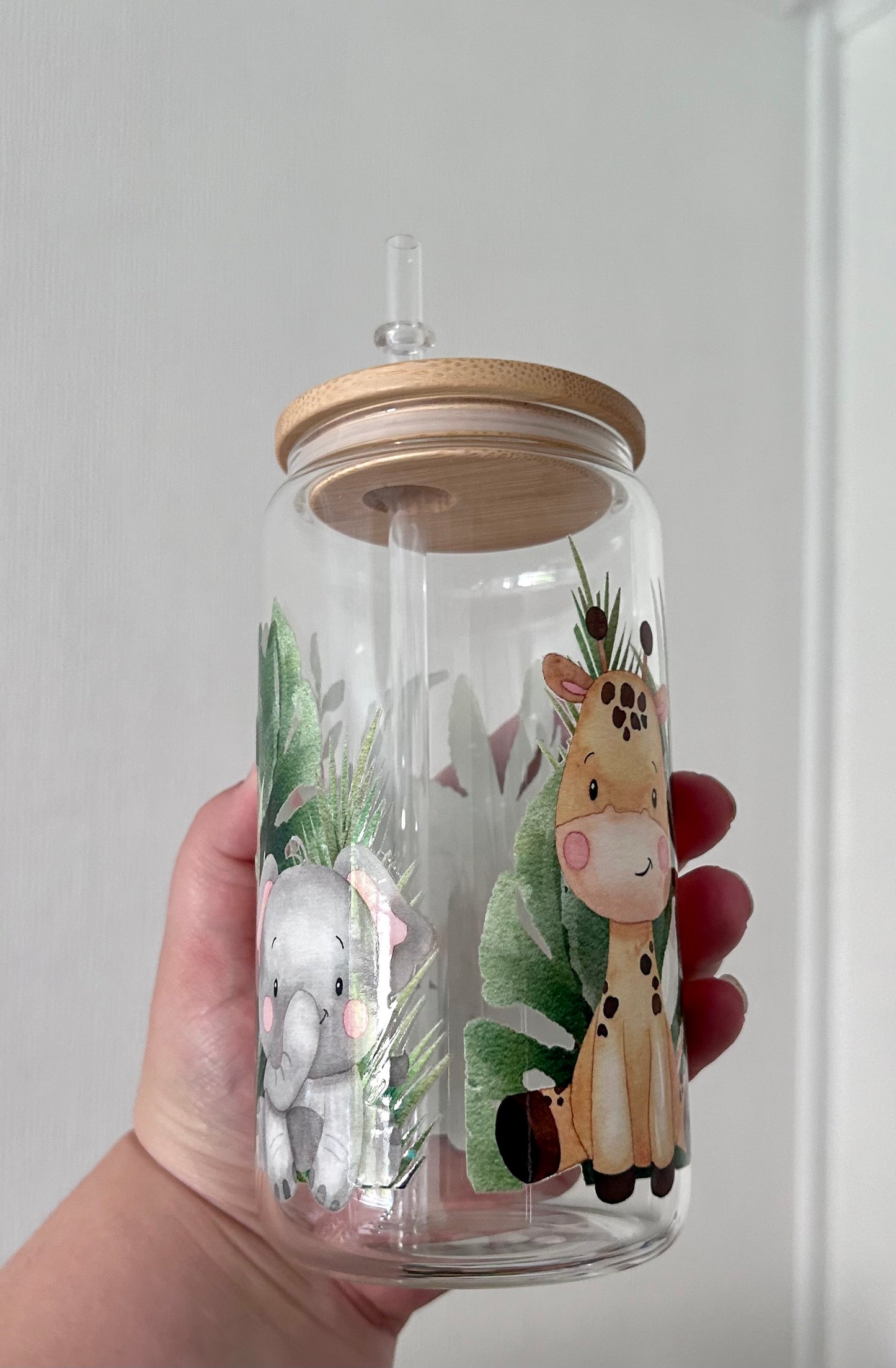Cute Animal 16oz Glass Can