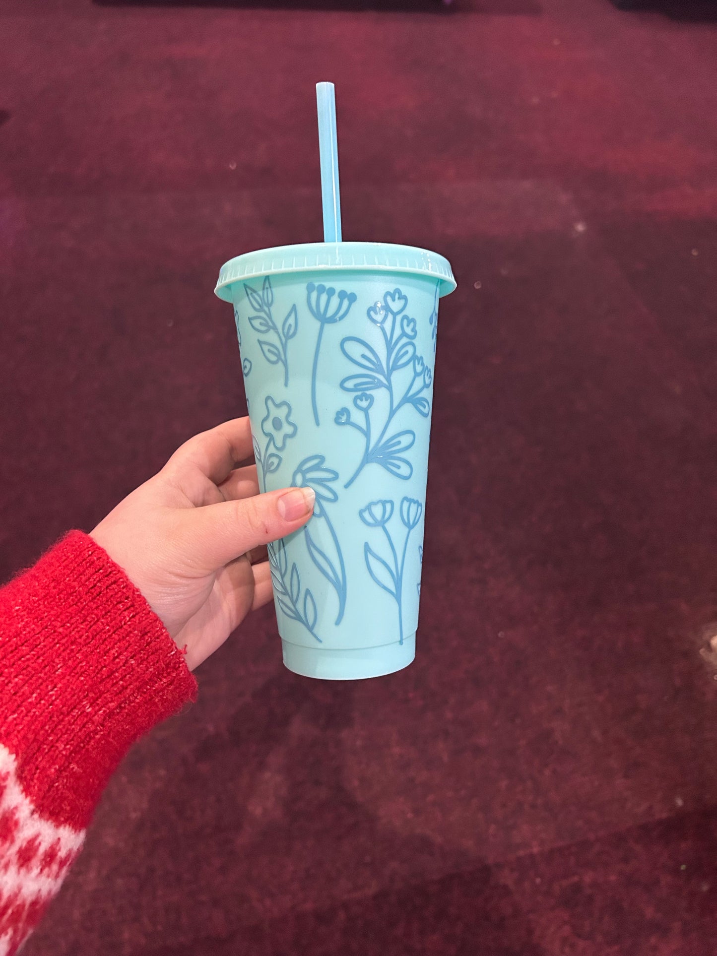 Green Floral 24oz Cold Cup