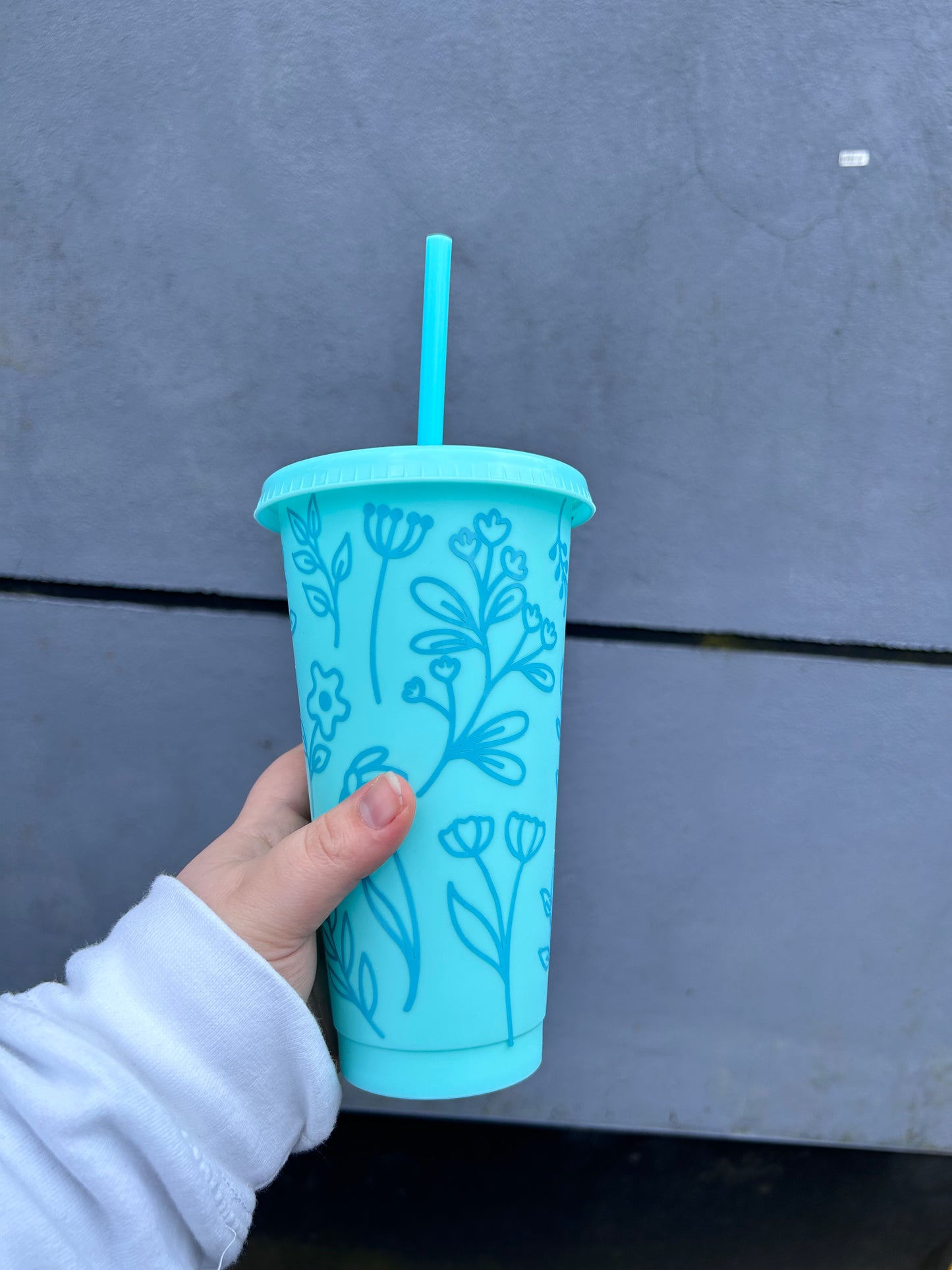 Green Floral 24oz Cold Cup