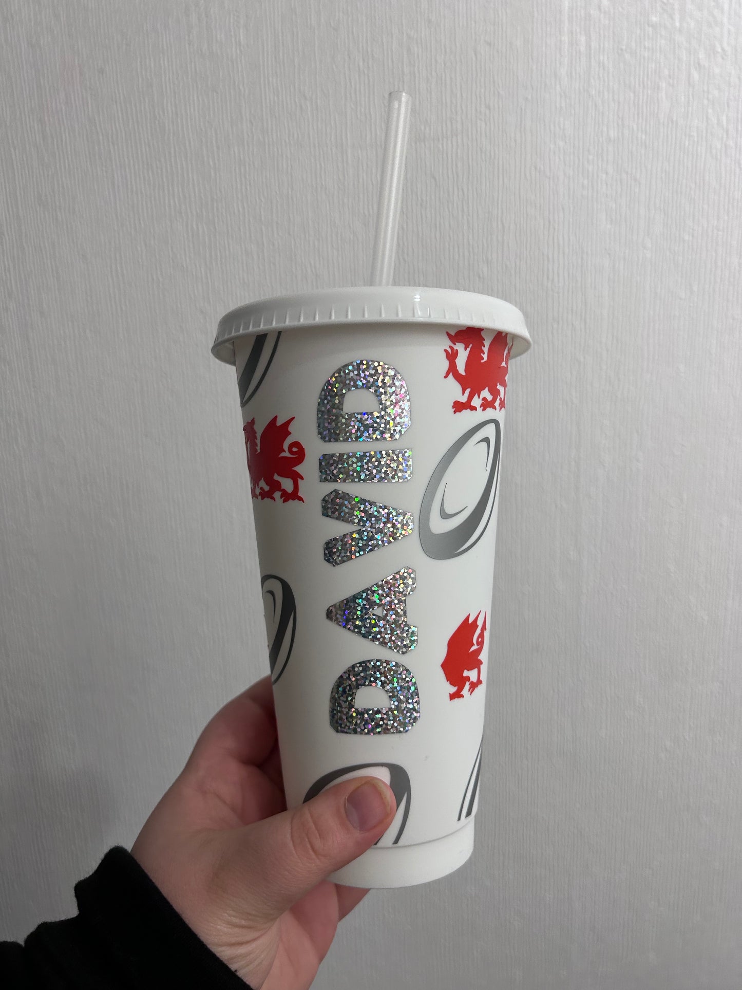 Personalised Welsh Rugby 24oz Cold Cup