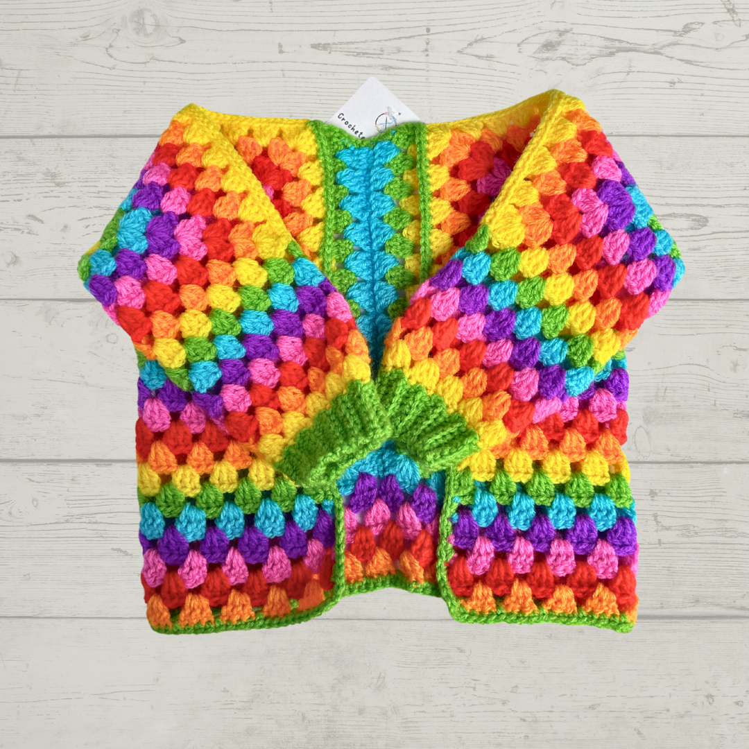 Rainbow Crochet Cardigan- 1-2 years