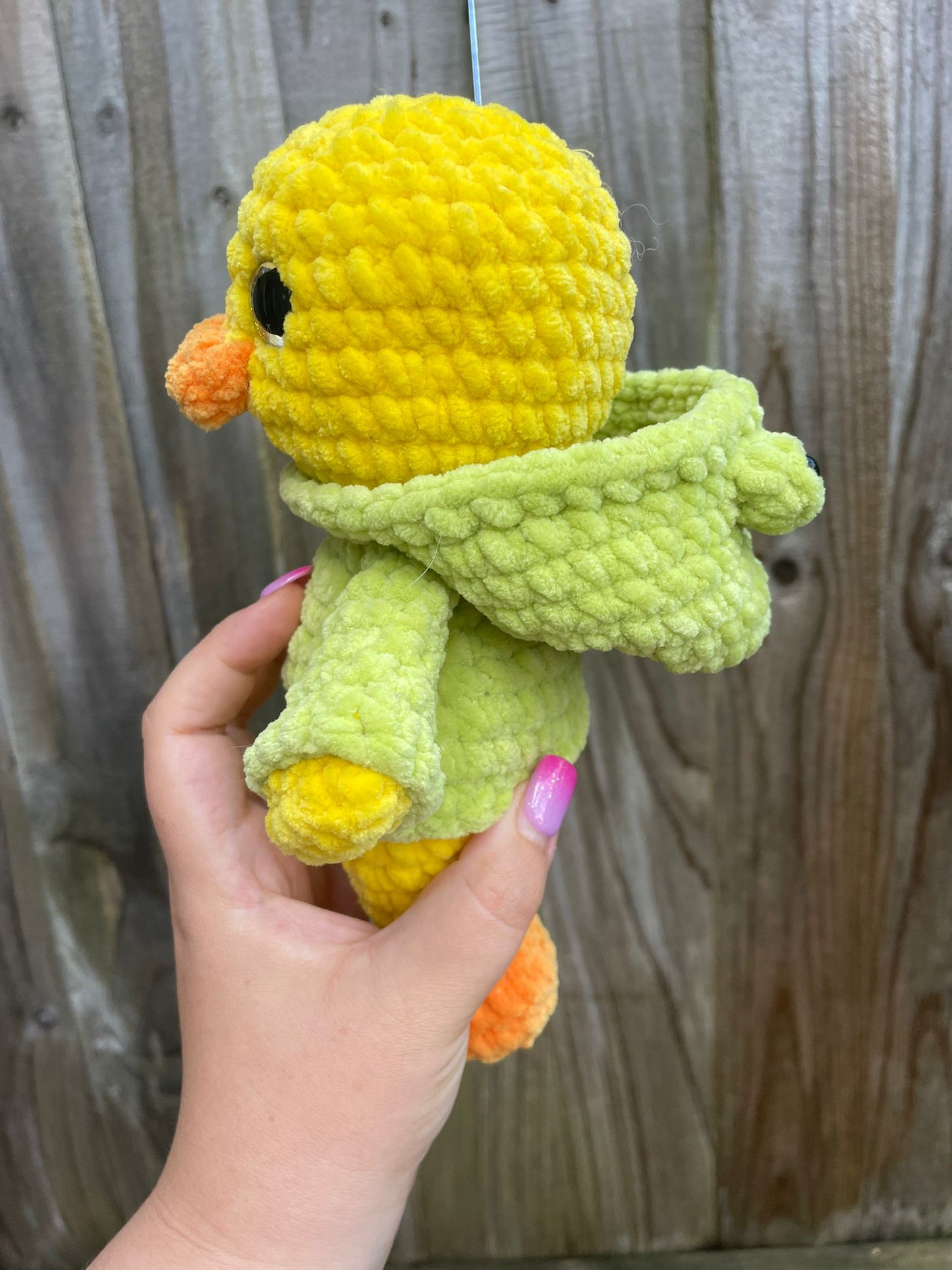 Duck in Frog Hoodie Crochet Toy