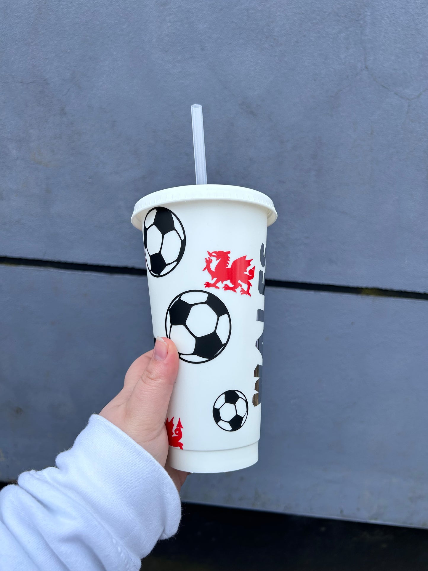 Personalised Welsh Football 24oz Cold Cup