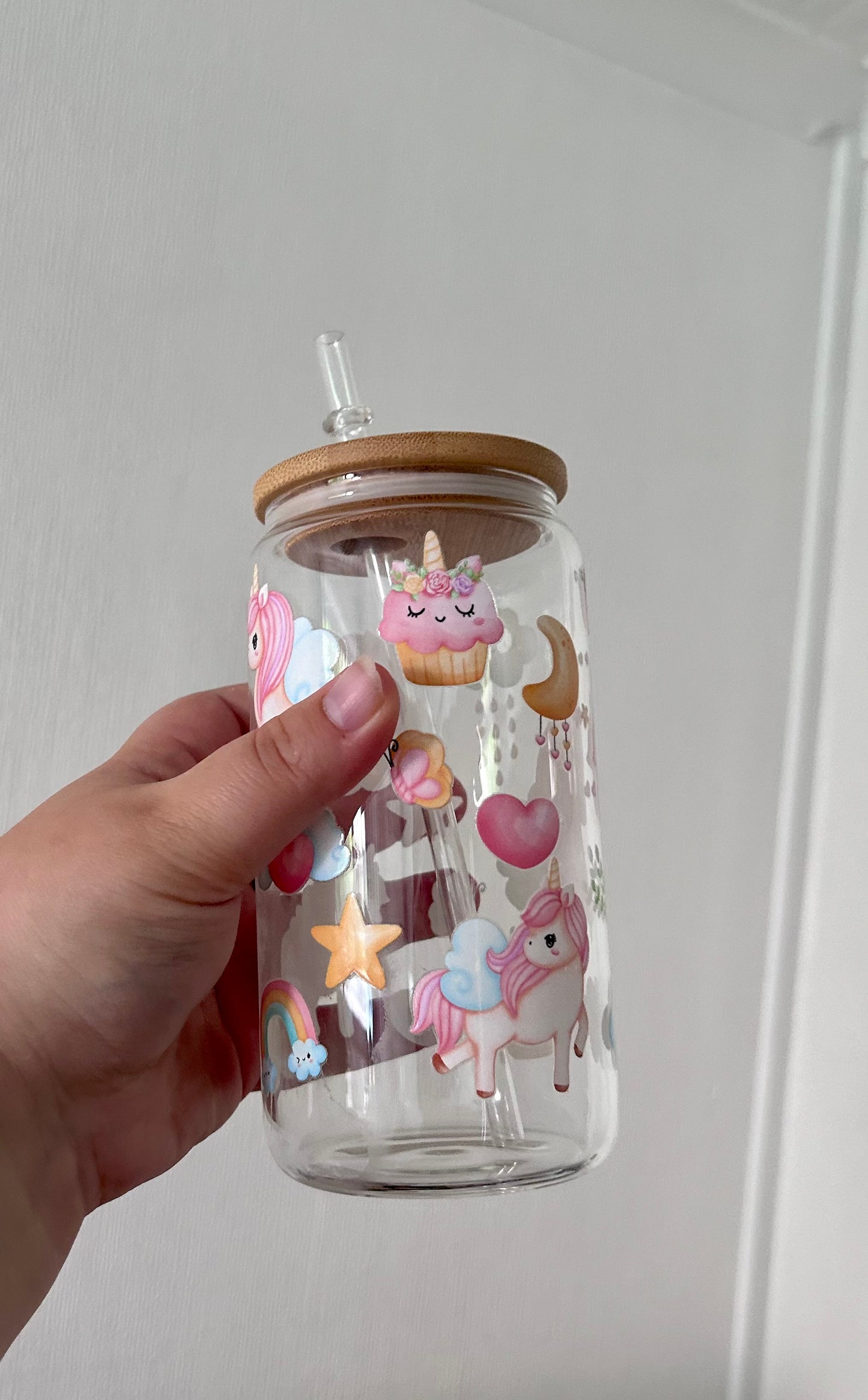 Unicorns 16oz Glass Can