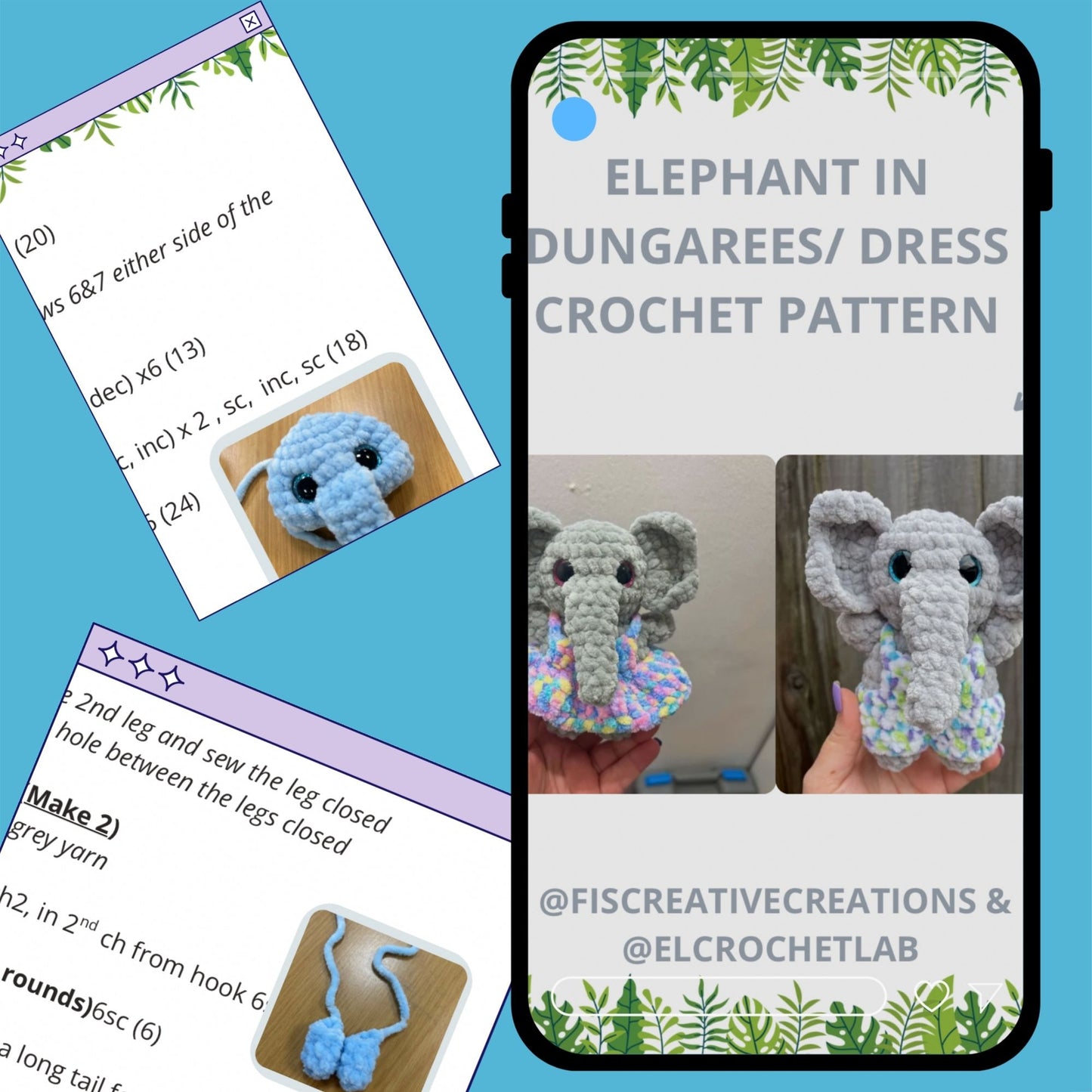 Crochet Elephant in Clothes Digital Pattern