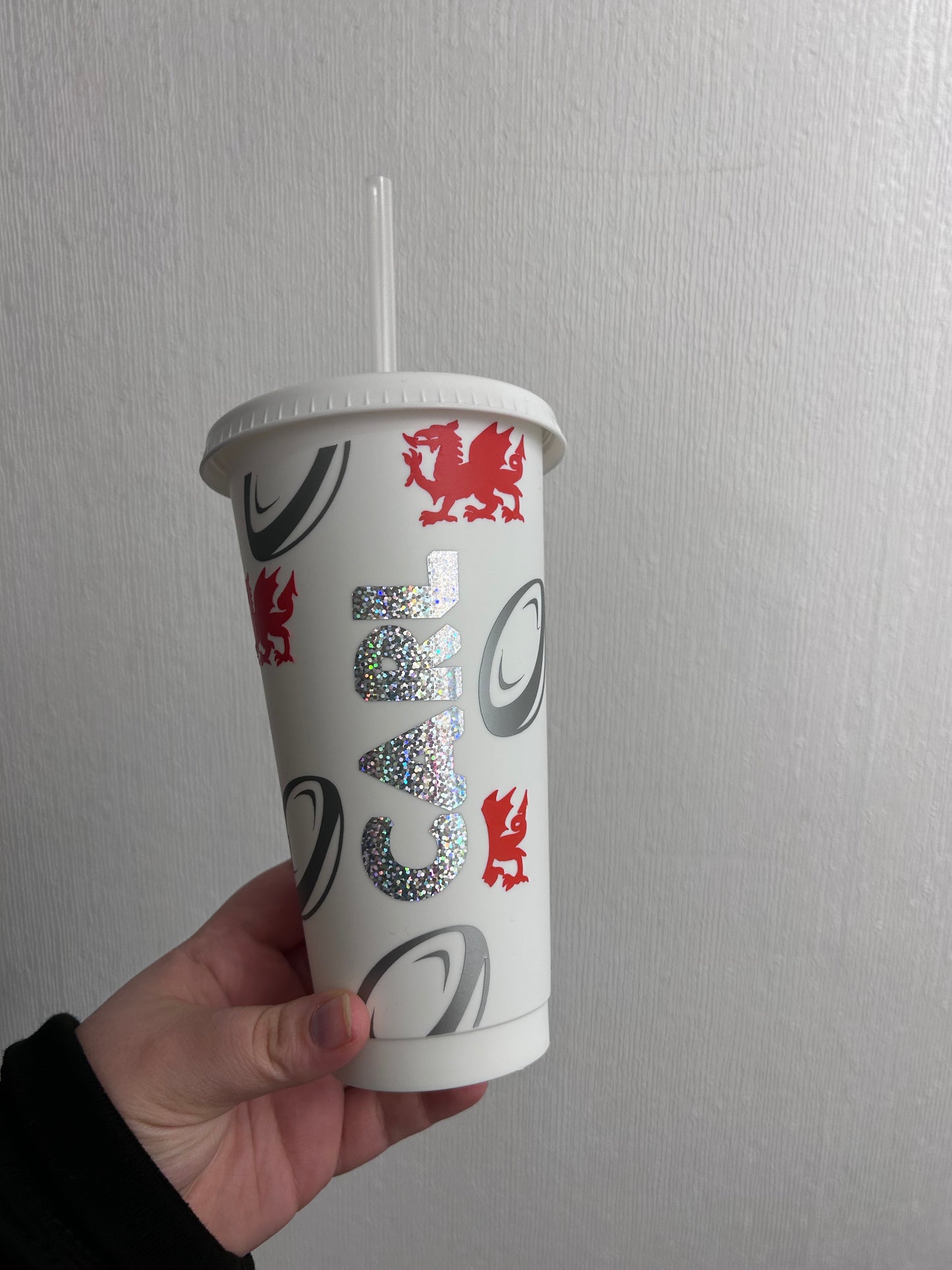 Personalised Welsh Rugby 24oz Cold Cup