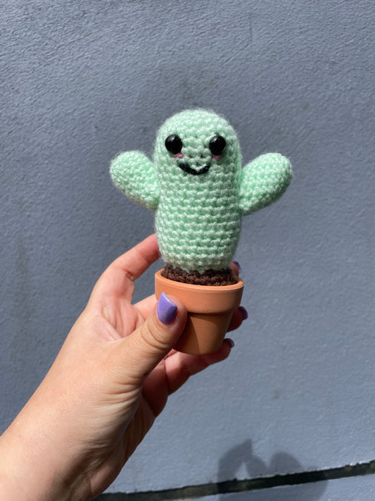 Mint Green Crochet Cactus in Pot