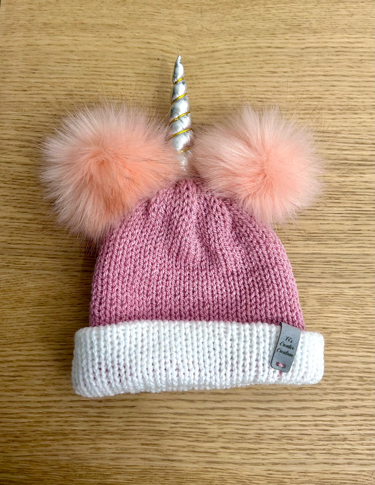 Unicorn pink Double Pom Pom Children’s Hat