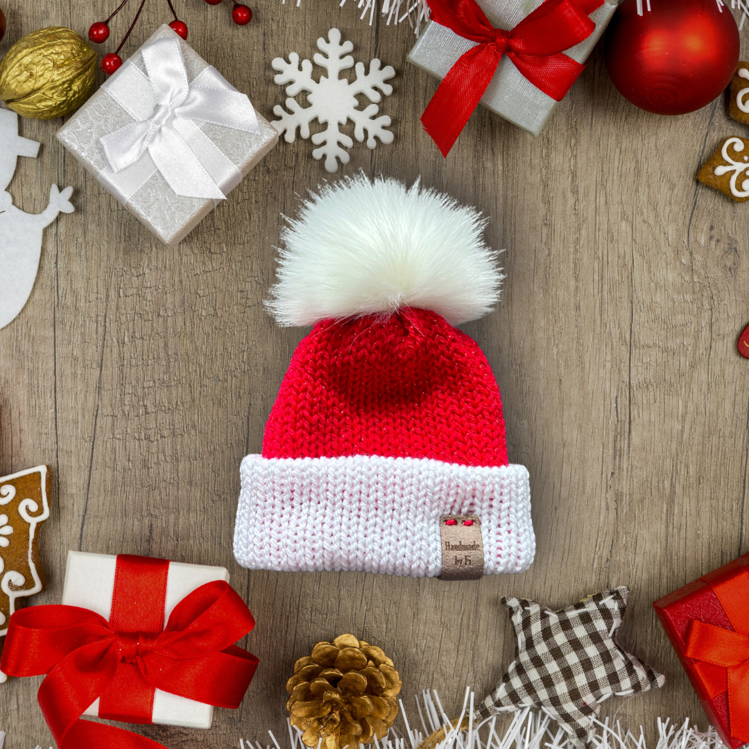 Sparkly Red and White Christmas Adult Hat