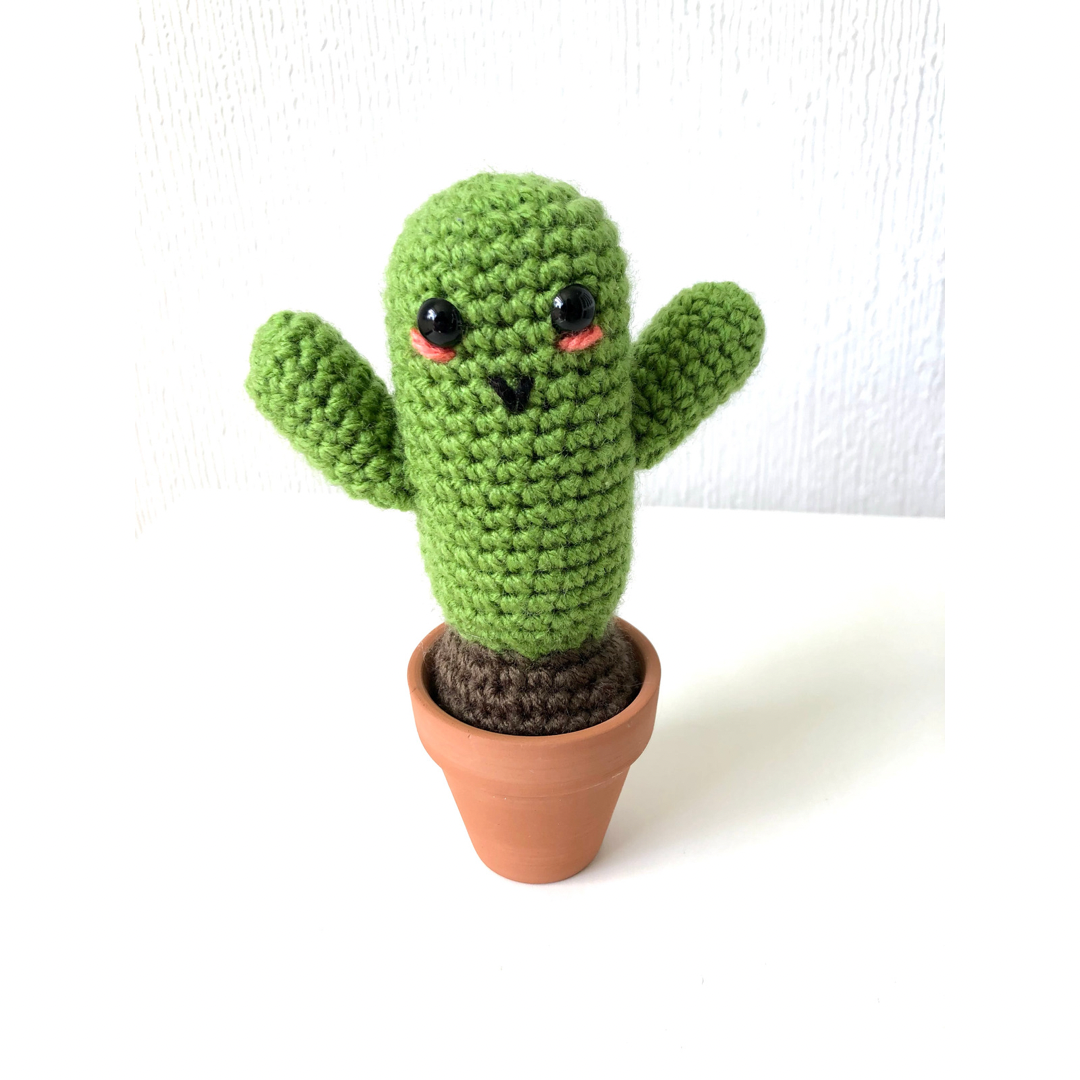 Green Crochet Cactus in Pot