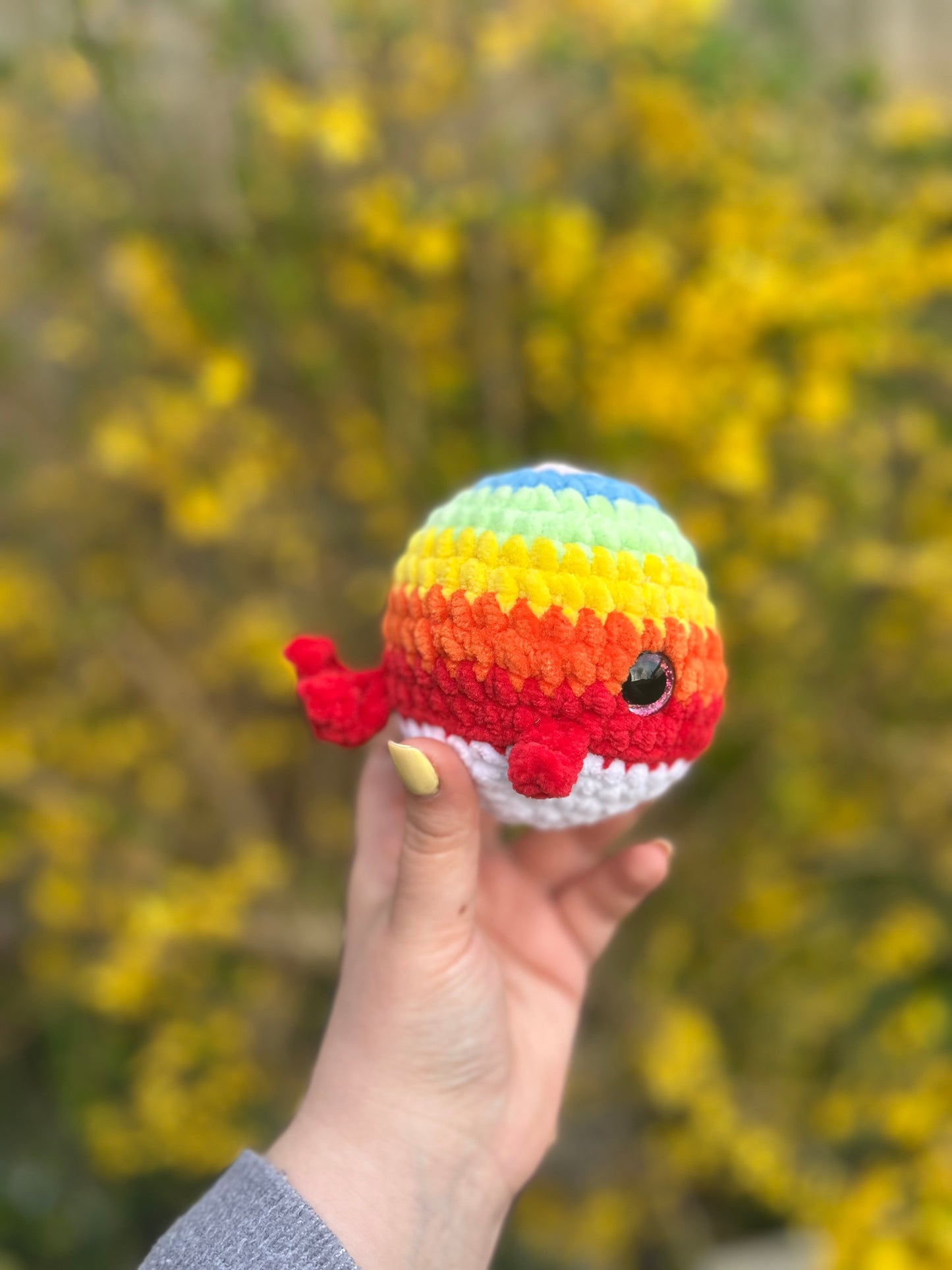Crochet Rainbow Whale Toy