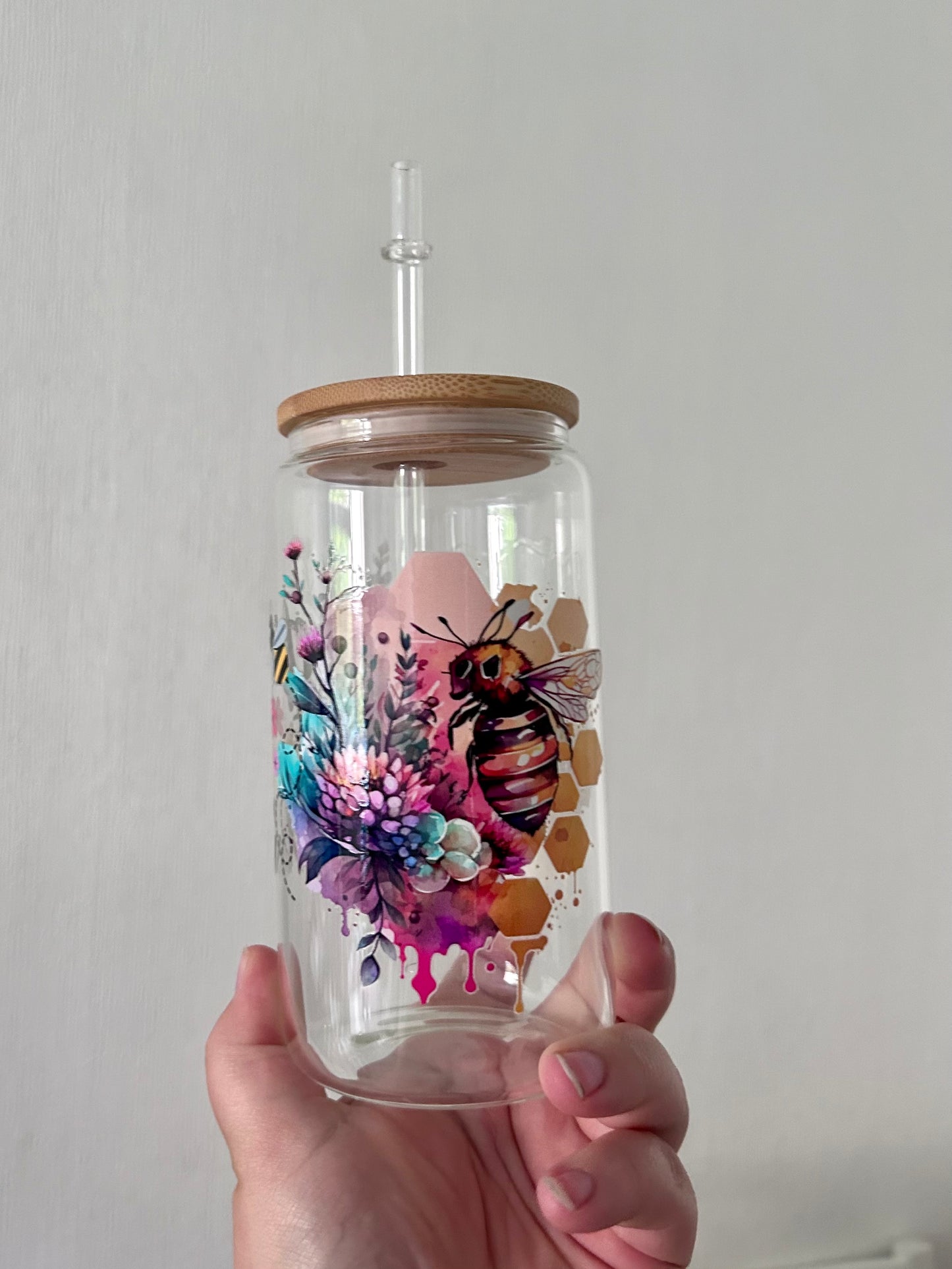 Let it Bee 16oz Glass Can