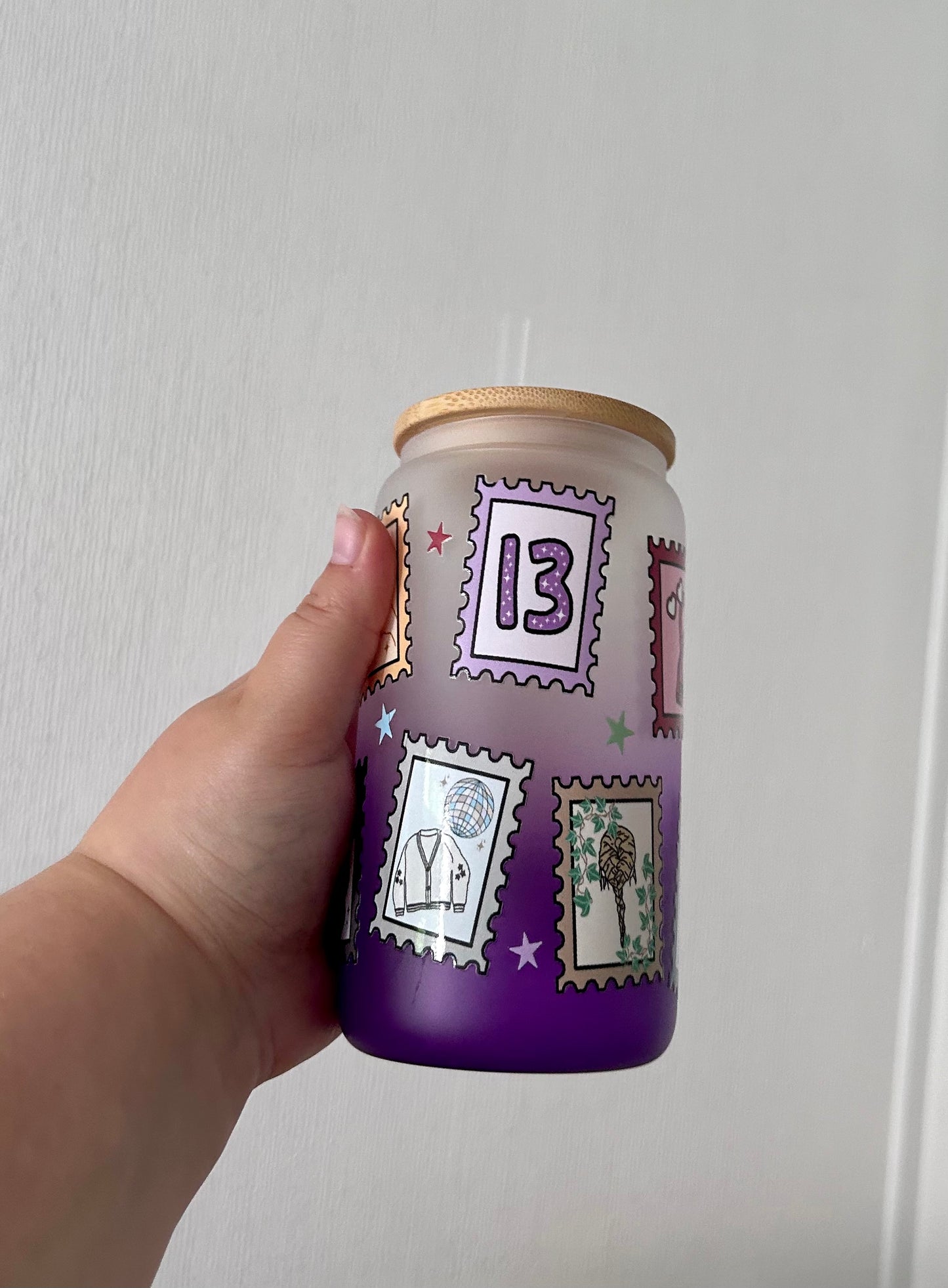 TS stamp albums 16oz Ombre Glass Can