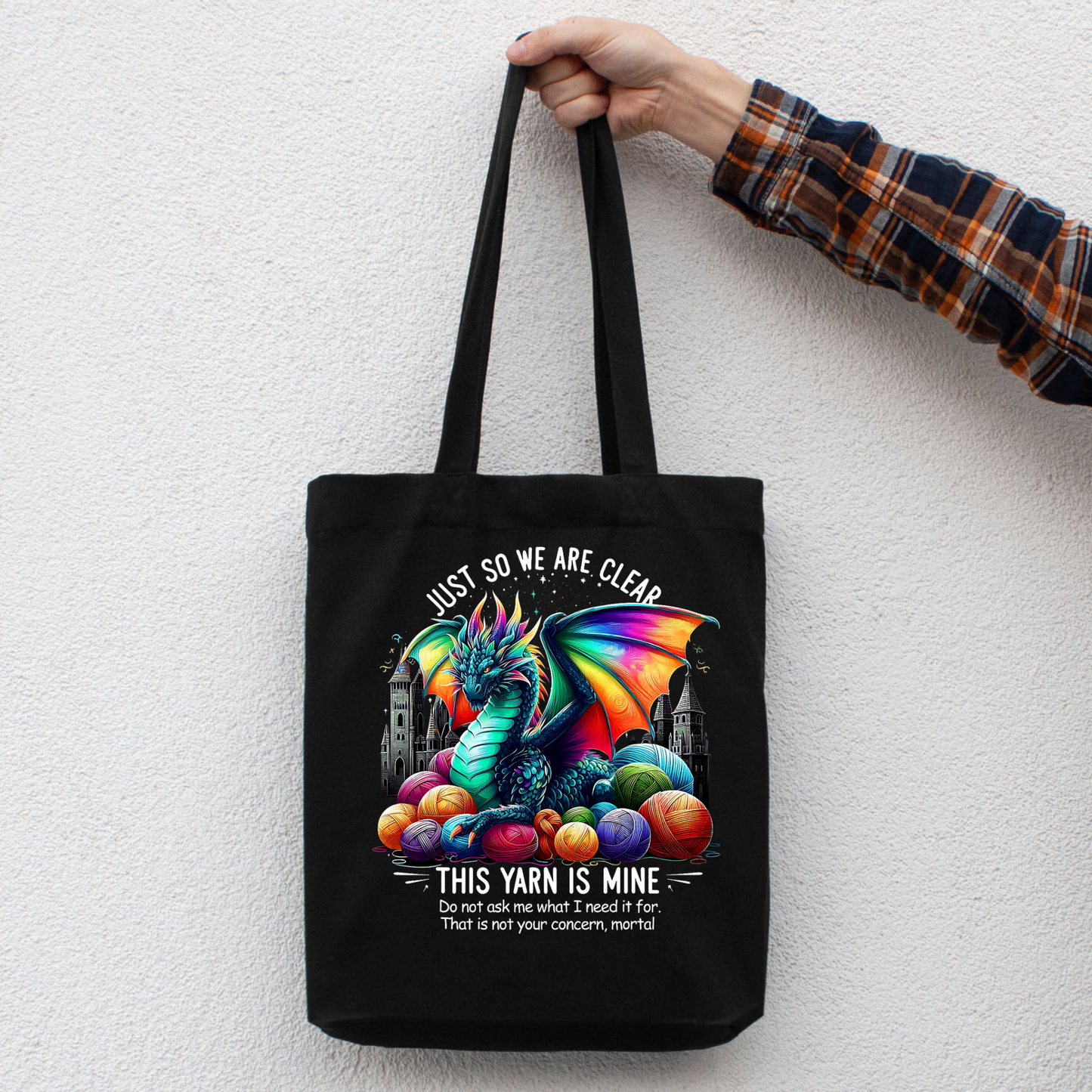Yarn Hoarder Dragon Crochet themed Tote Bag
