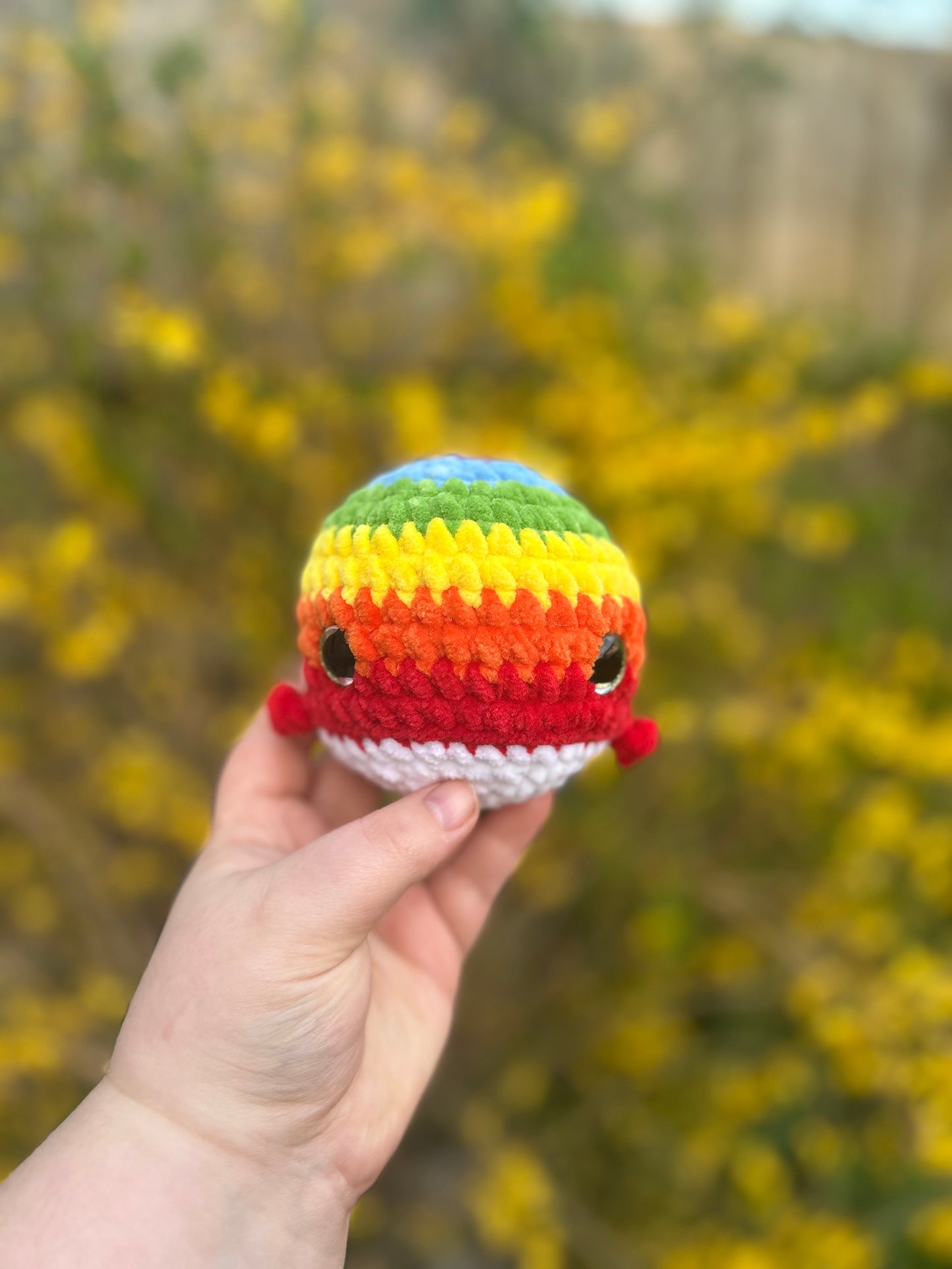 Crochet Rainbow Whale Toy