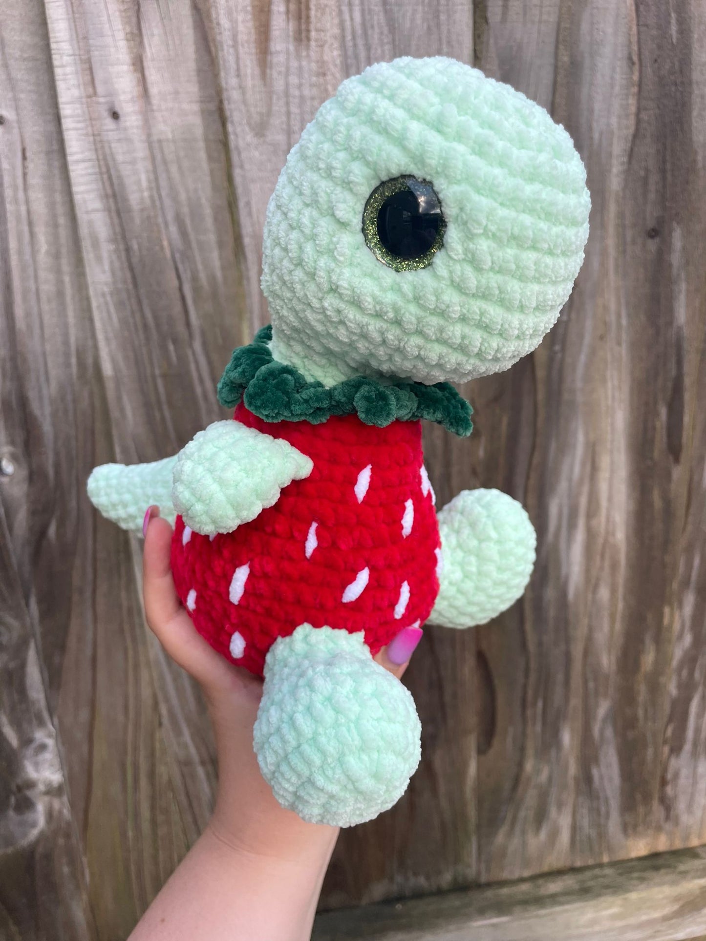 Strawberry Dinosaur Crochet Toy