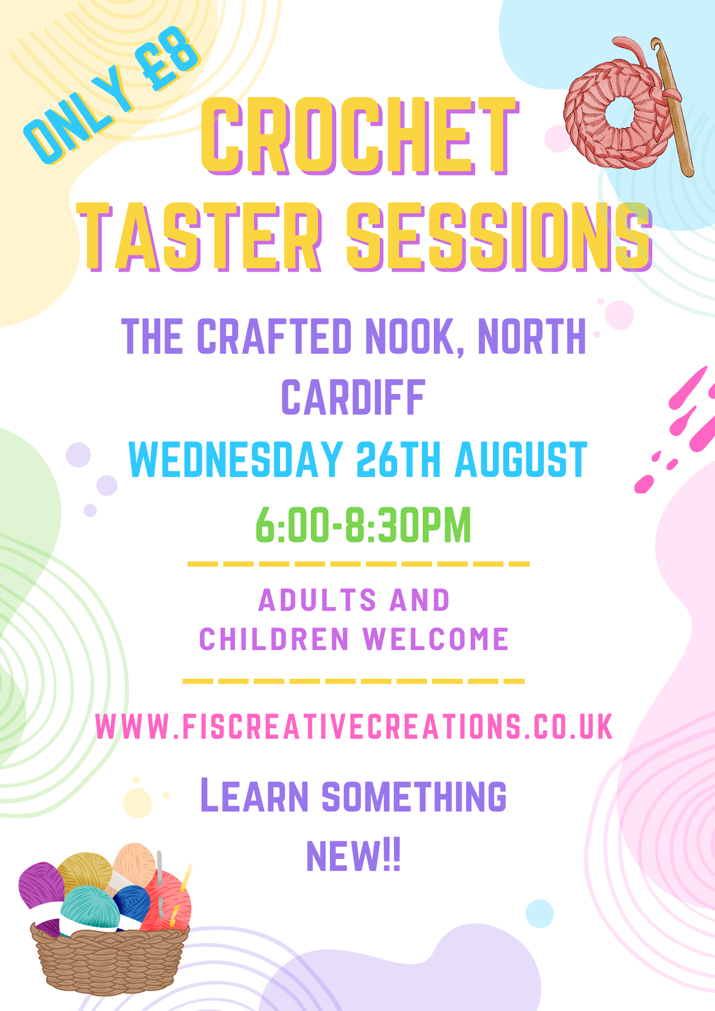 Crochet Taster Session- North Cardiff 26th August 6:00pm-8:30pm