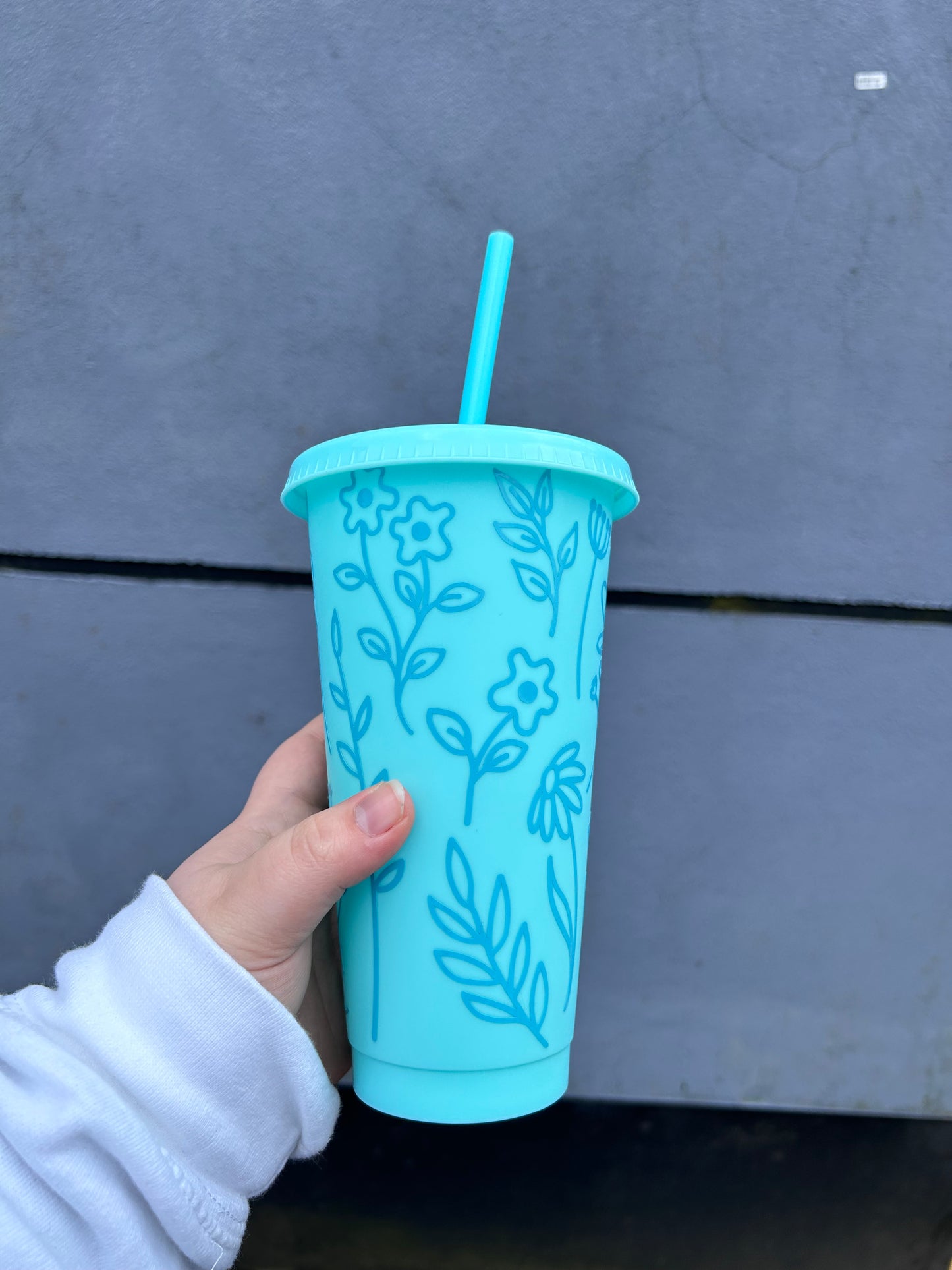 Green Floral 24oz Cold Cup