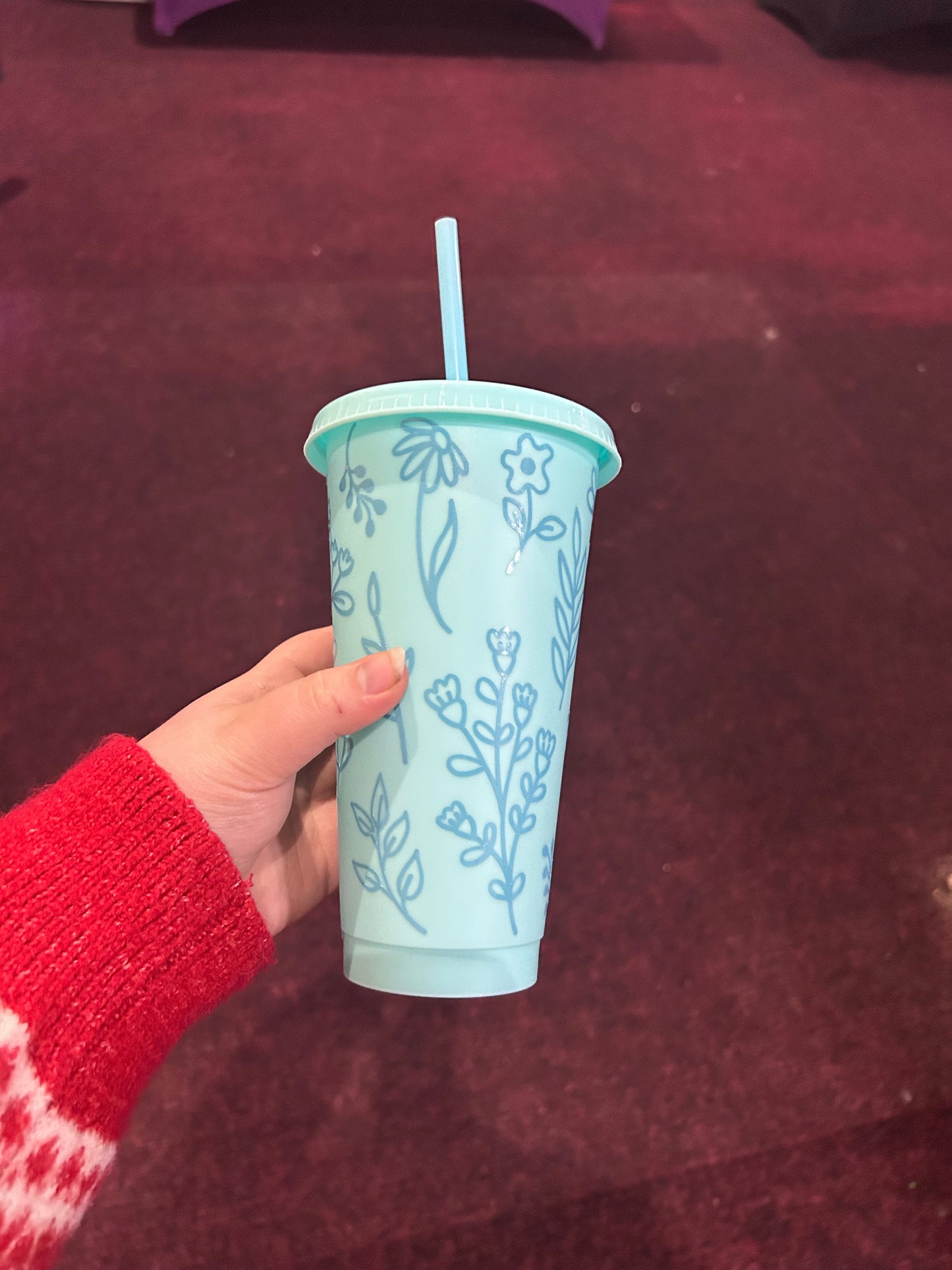 Green Floral 24oz Cold Cup